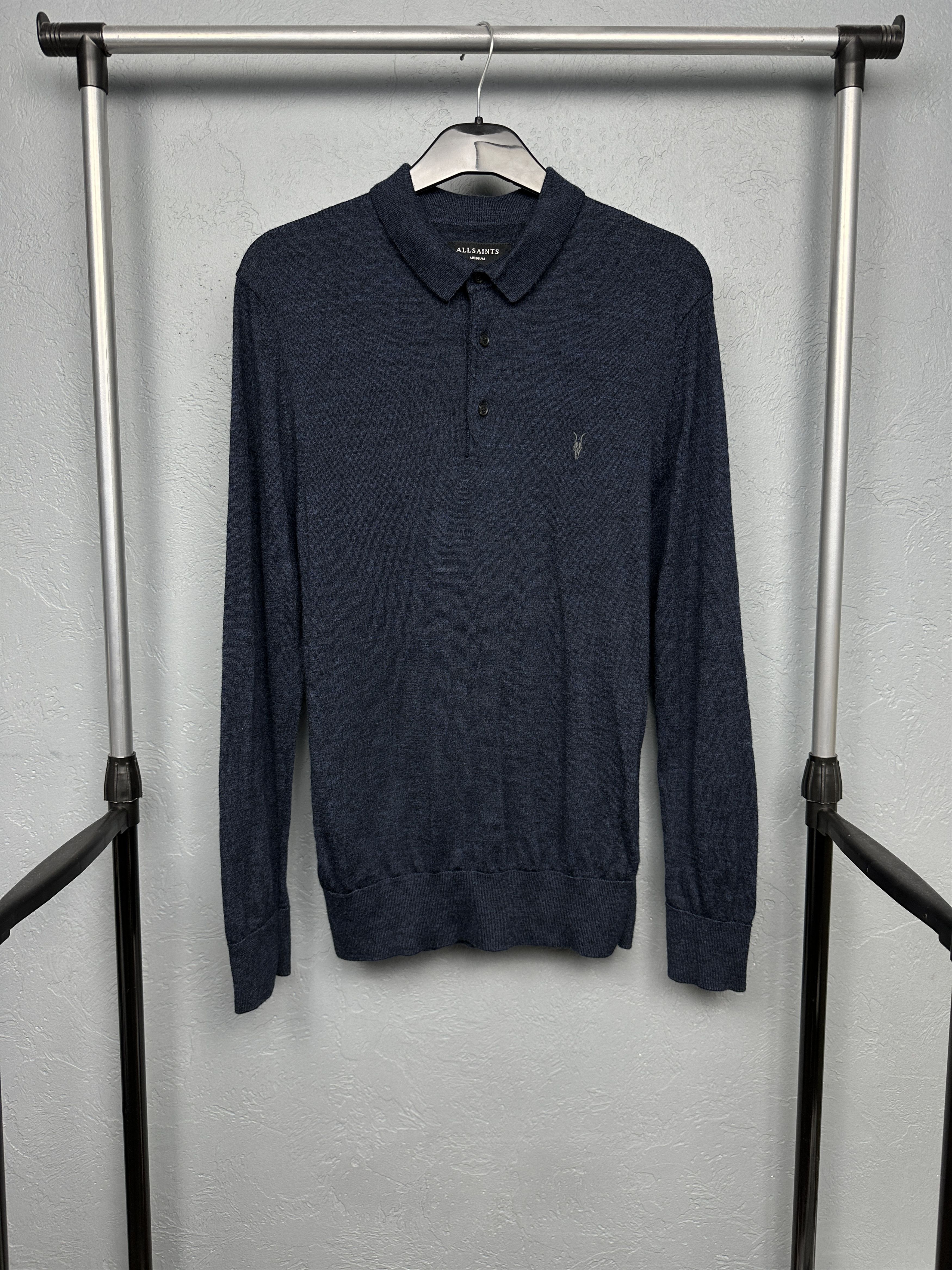 Allsaints AllSaints Mens Mode Merino Wool Knit Collared Sweater Size US M / EU 48-50 / 2 - 1 Thumbnail