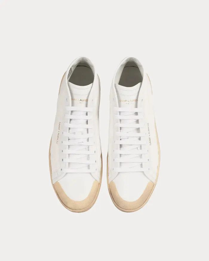 Saint Laurent Paris o1bcso1str1124 SL/39 Mid-Top Sneakers in White/Beige Size US 12 / EU 45 - 2 Thumbnail
