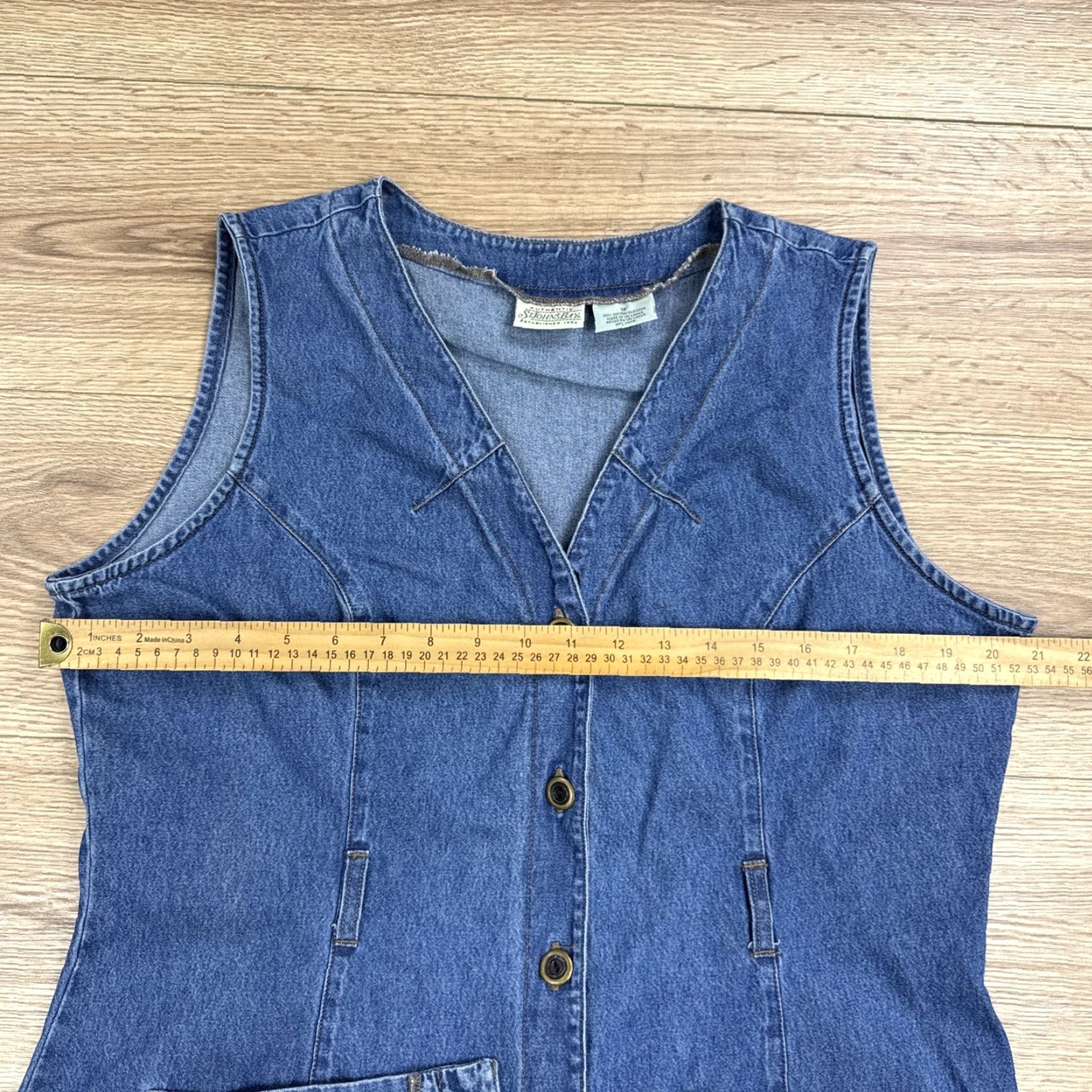 Denime St Johns Bay Denim Maxi Dress Sleeveless Button Up Pockets Blue 12 Women Vintage Y2K Size 34" / US 12 / IT 48 - 3 Thumbnail