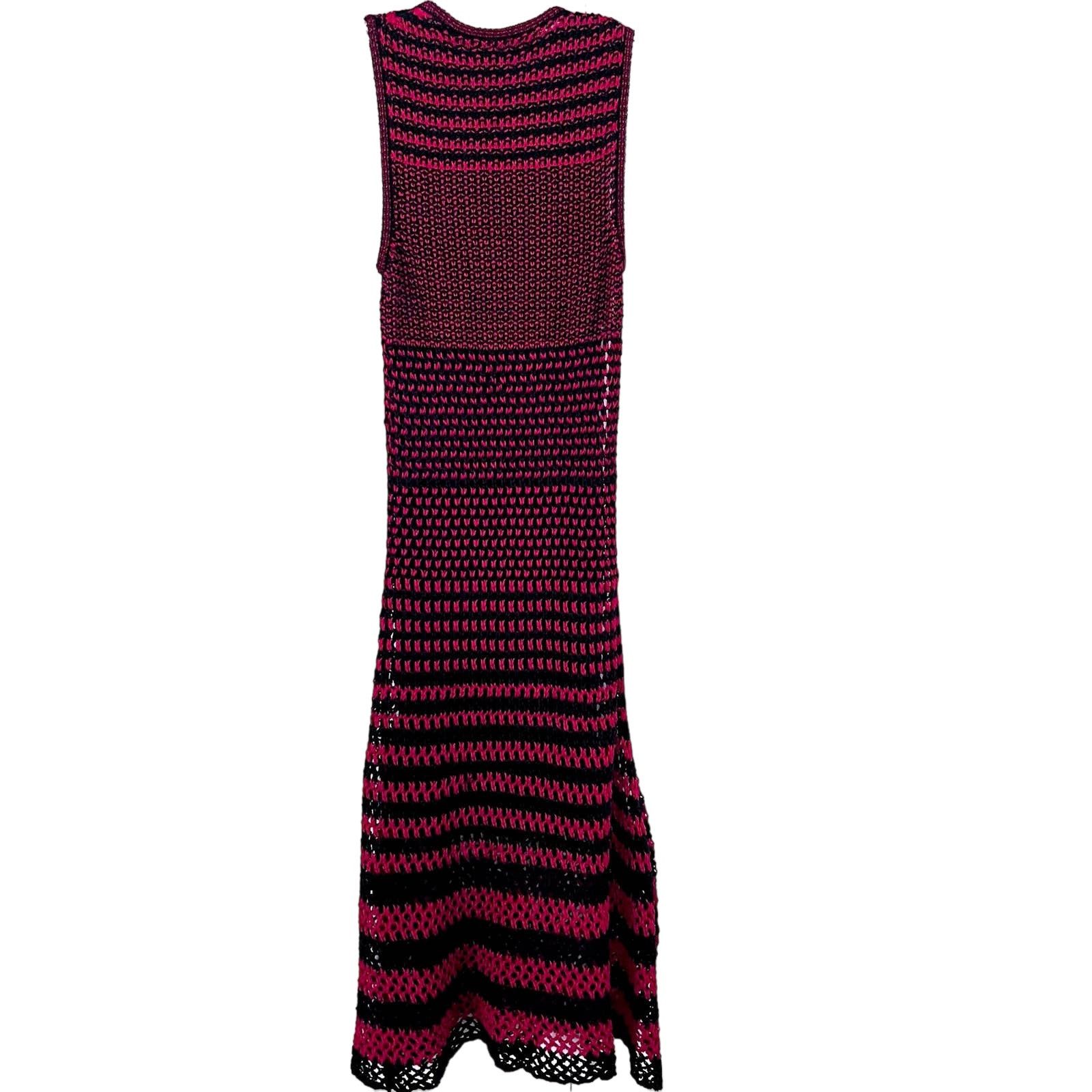 Zara Zara Studio Red Black Linen Maxi Long Knit Crochet Dress | Grailed