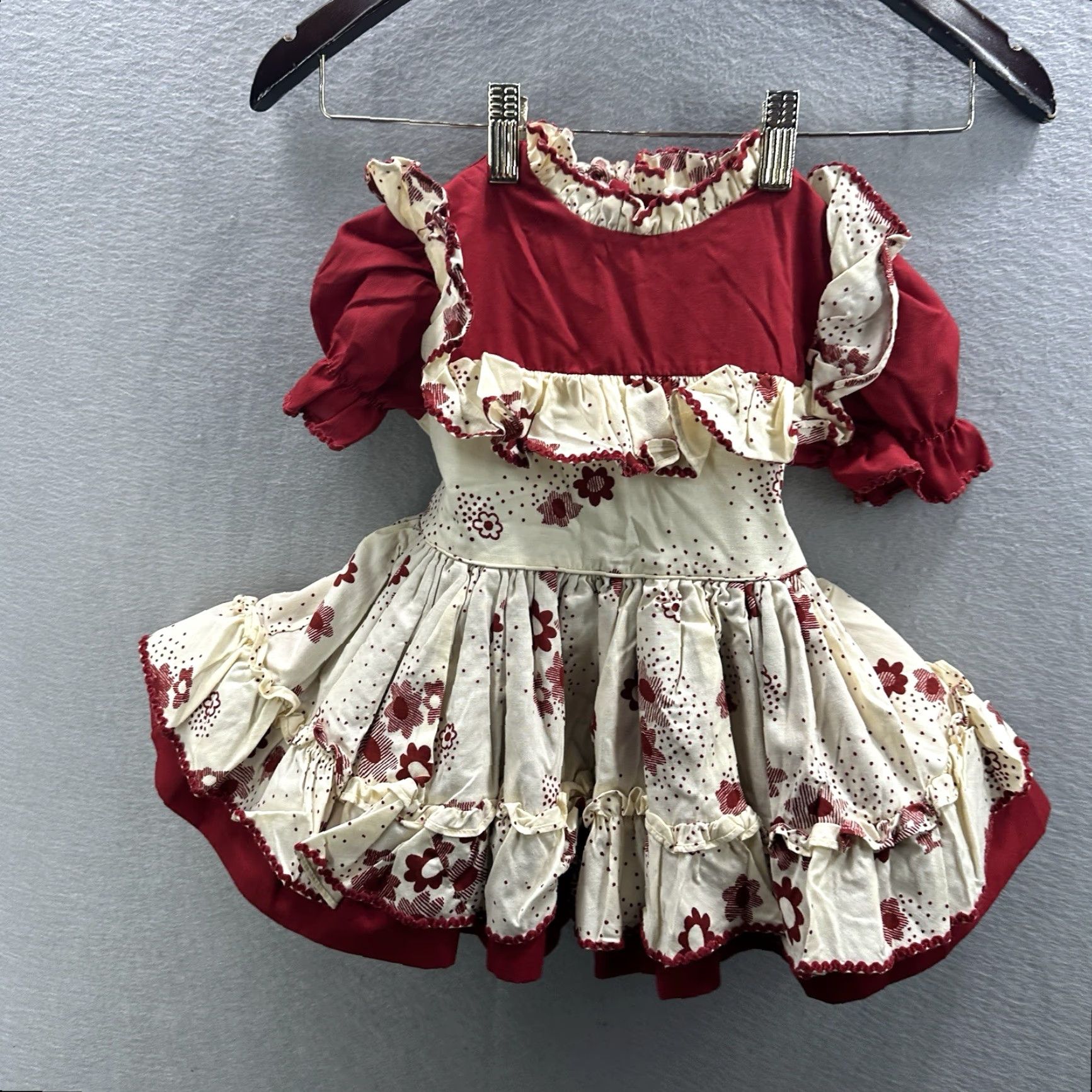 Vintage VINTAGE Martha's Miniatures Dress Shirt Girls 3-4T Red 1980s Cottagecore Pageant Twirl Miniatures Size ONE SIZE - 2 Thumbnail