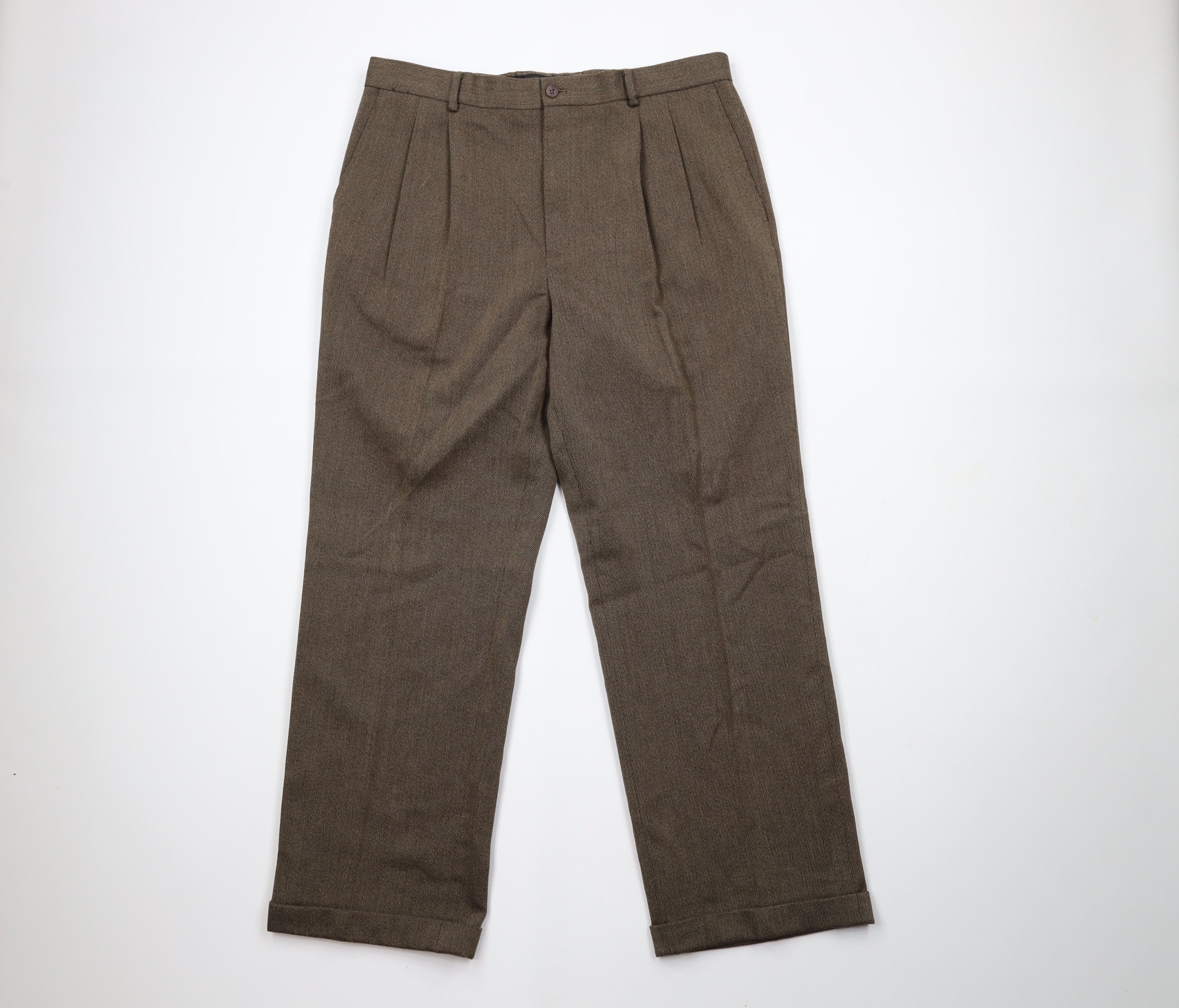 Vintage Vintage 90s Streetwear Whipcord Wide Leg Chino Pants Brown Size US 36 / EU 52 - 1 Thumbnail