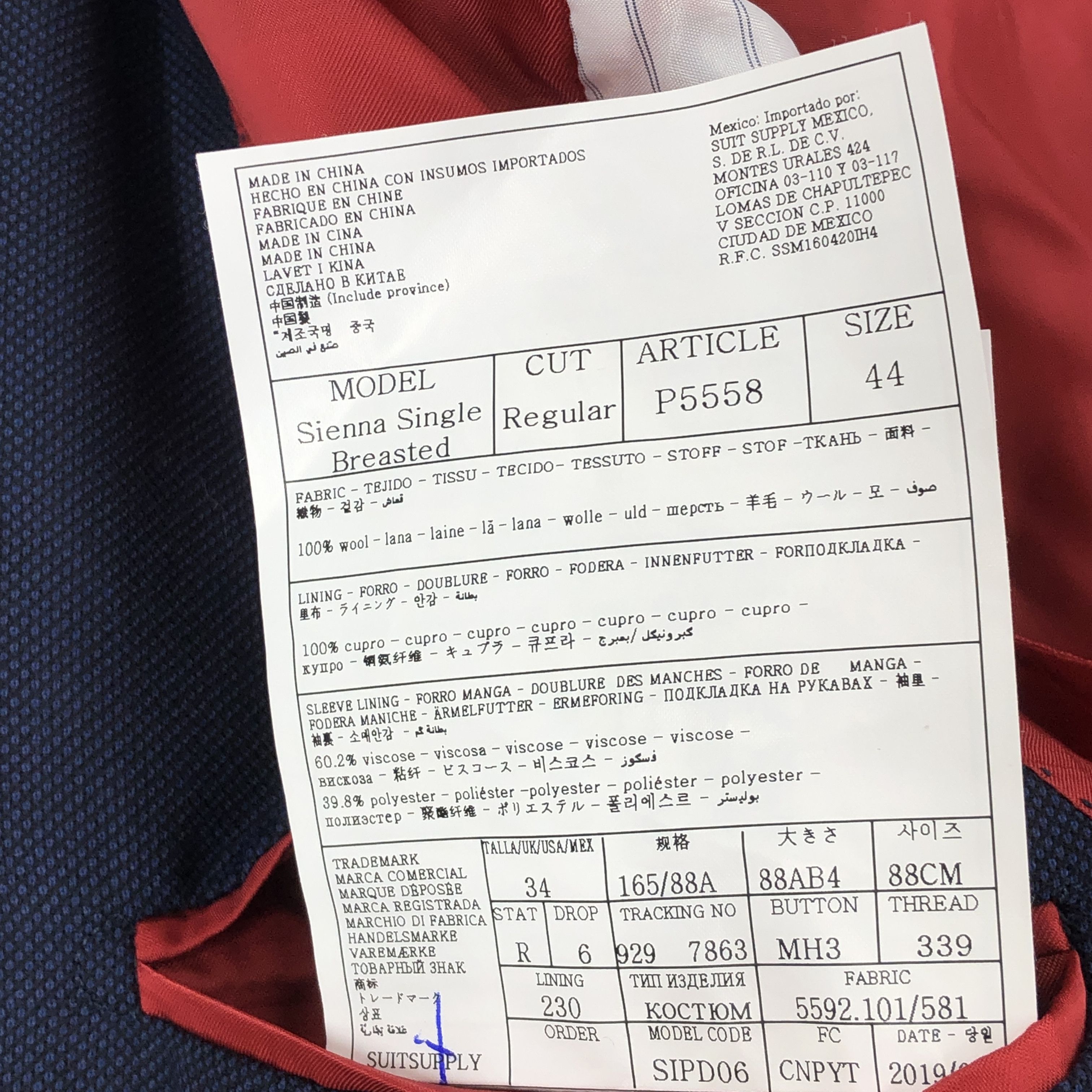 Suitsupply Sienna Single Breasted Wool Blazer Size EU:44 UK:34; US:34R Size 34R - 9 Thumbnail