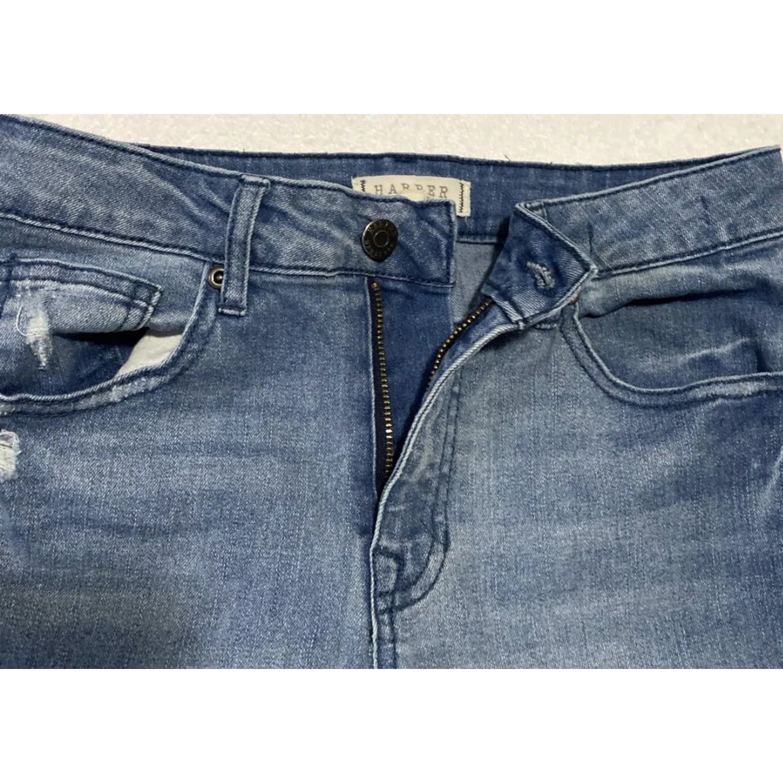Vintage Harper Heritage Jeans Women W26 Blue Mid Skinny Denim Zip RF+27in Waist 26in Inseam 28-7 Style: Skinny (Regular) - Women Size 26" / US 2 / IT 38 - 3 Thumbnail