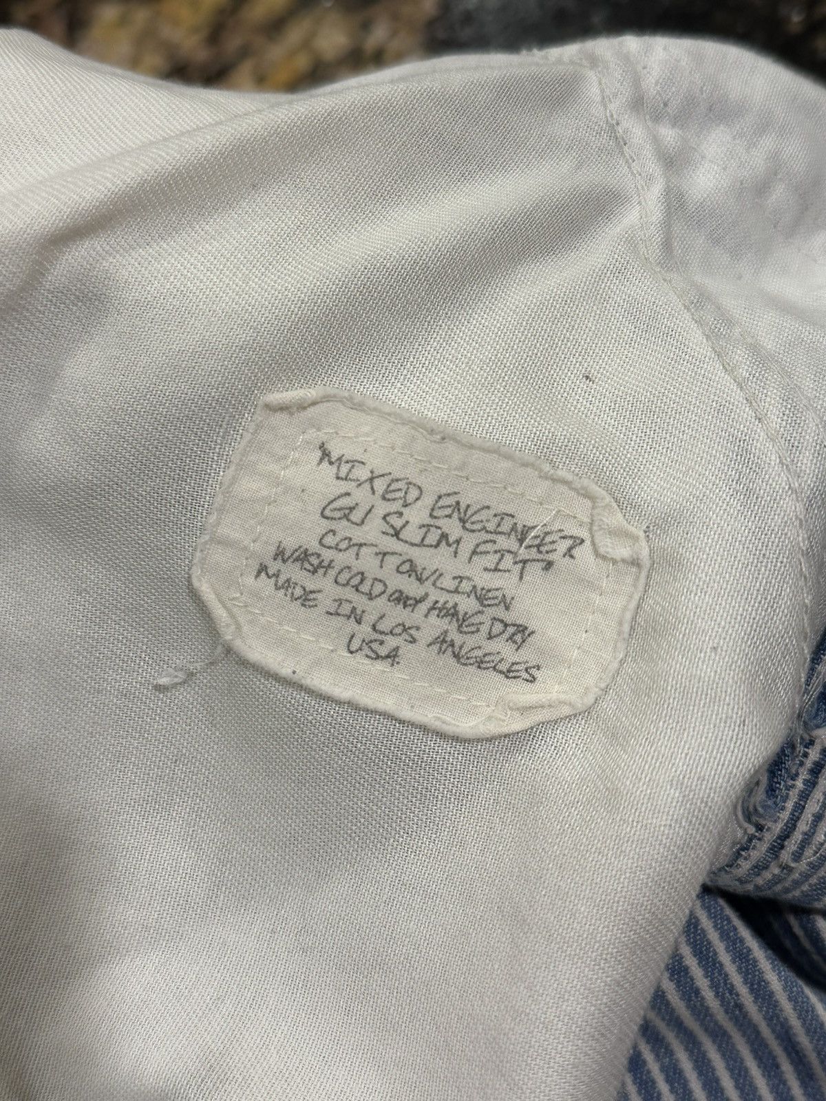 Greg Lauren Greg Lauren Pinstripe Blue Mixed Engineer GL1 Slim Fit Pants Size US 34 / EU 50 - 12 Thumbnail