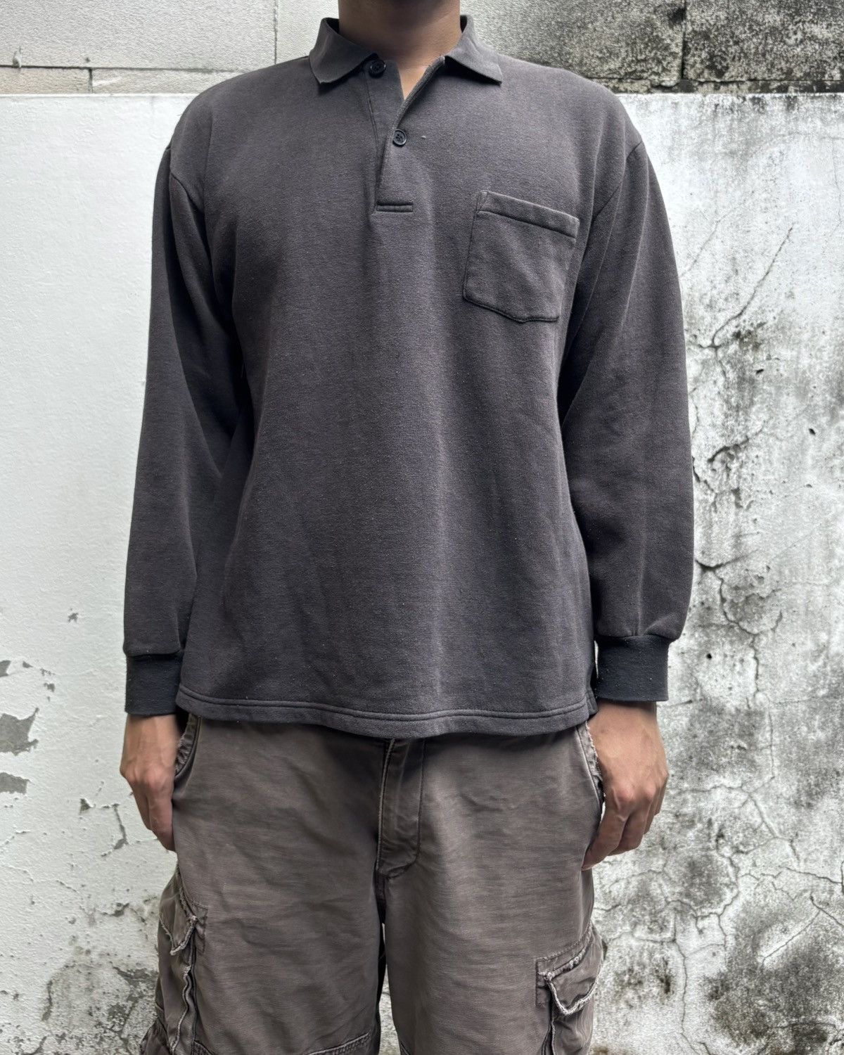 Other Thrashed Faded Distressed Black Button Sweatshirt ERD Grunge Size US L / EU 52-54 / 3 - 4 Thumbnail