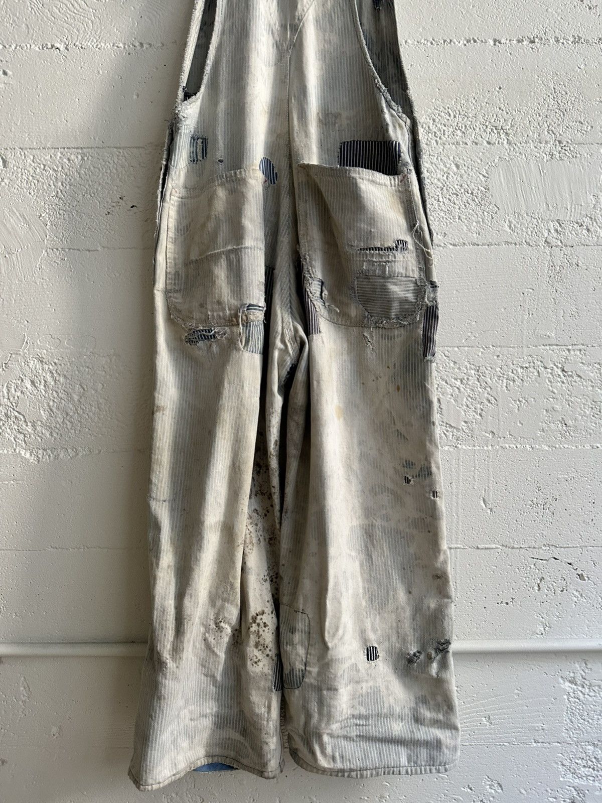 Original Montgomery × Vintage True Vintage Overalls 1940’s~50’s Thrashed and Patched Size US 29 - 10 Thumbnail