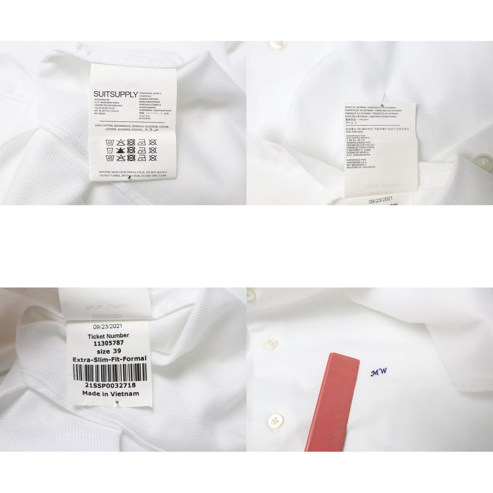 Suitsupply Suitsupply Traveller Formal Shirt Men's 39 White Extra Slim Collared Dress Shirt Size 40R - 8 Thumbnail