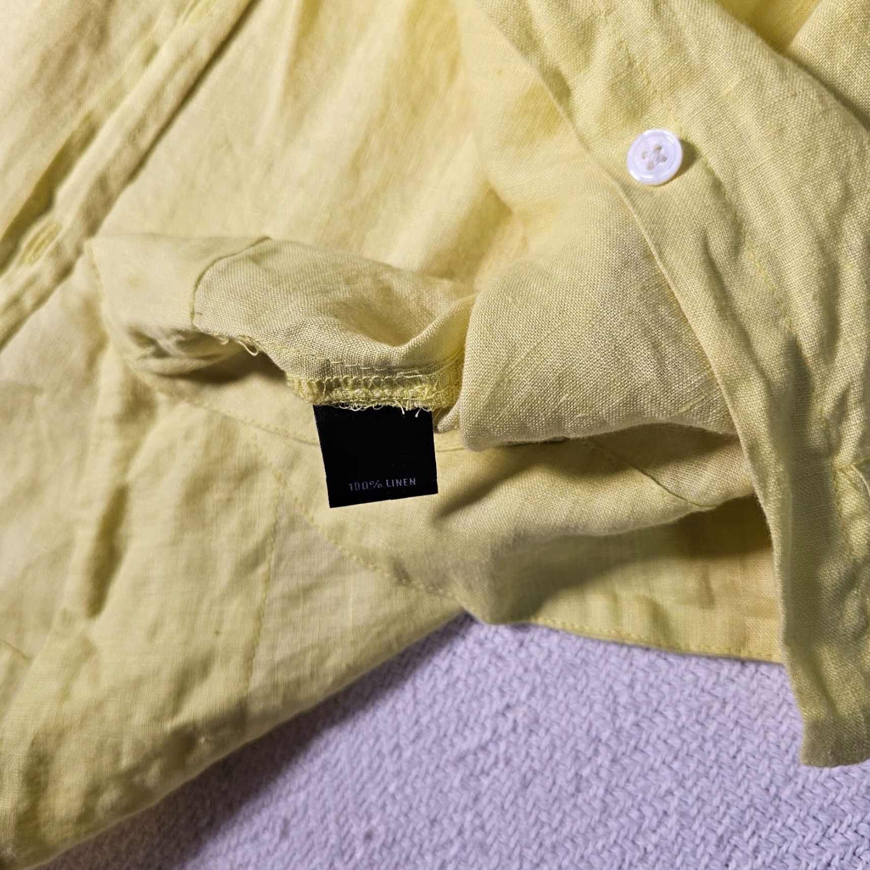 Vintage WOMENS Investments Linen Button-Up Shirt 3/4 Sleeve Yellow M Breathable Beach Size M / US 6-8 / IT 42-44 - 7 Thumbnail