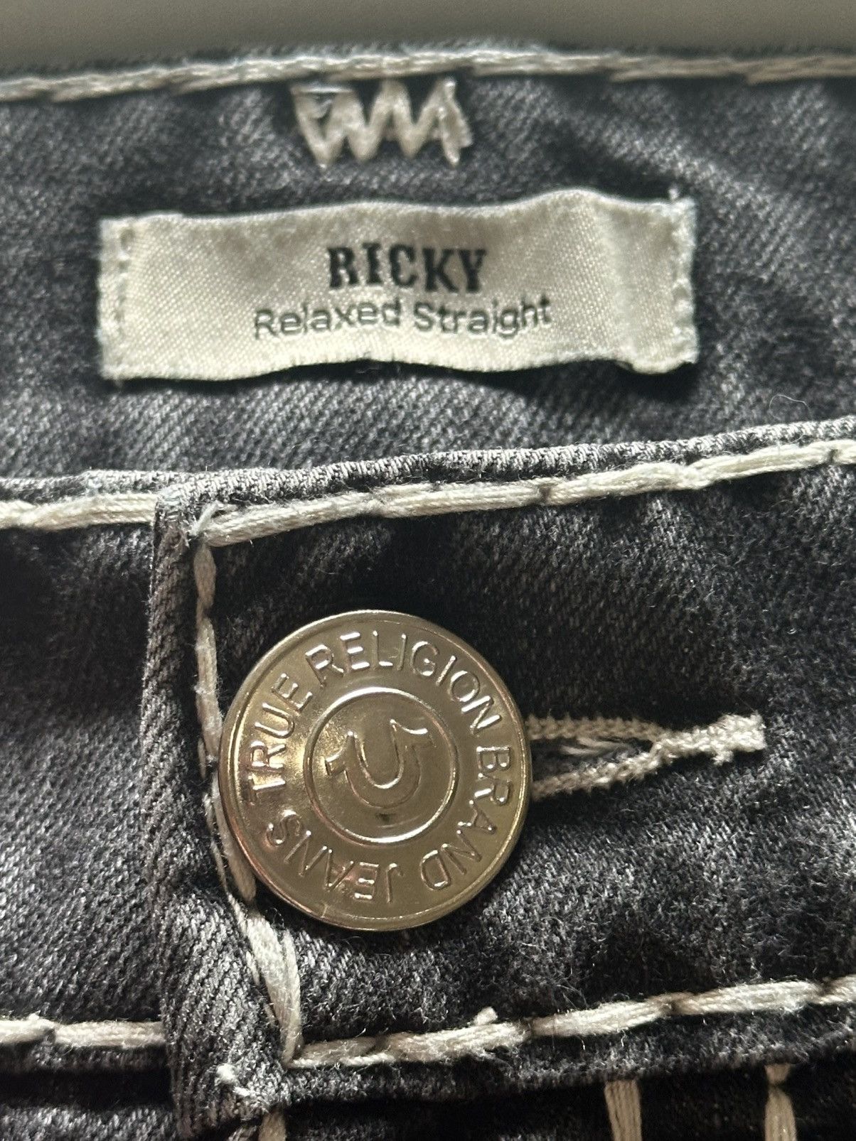 True Religion × Vintage True Religion Black Denim, White Constrast Stitch Pants Size US 34 / EU 50 - 4 Thumbnail