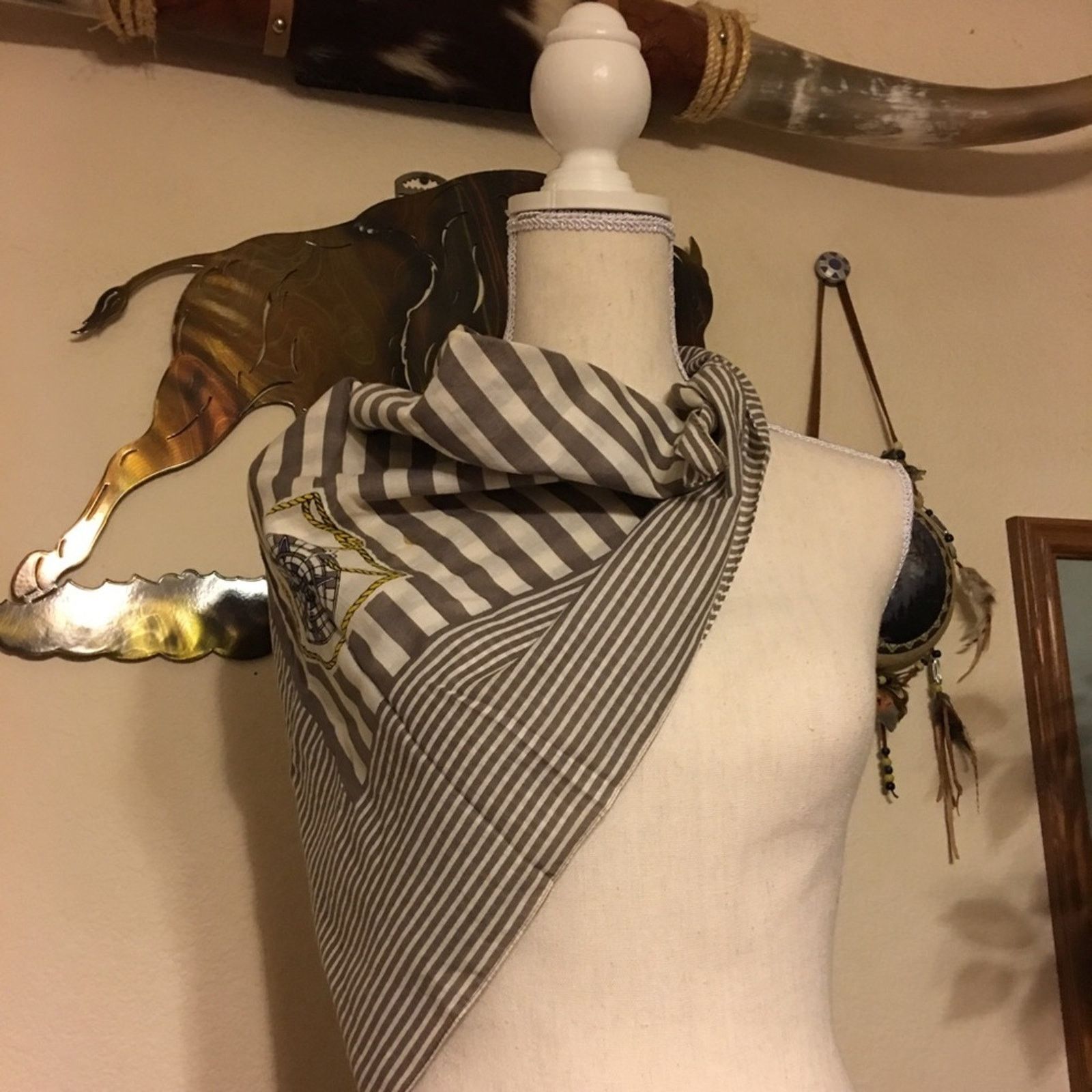 Other Nautical detail stripe neck scarf 30”x30” Size ONE SIZE - 1 Thumbnail