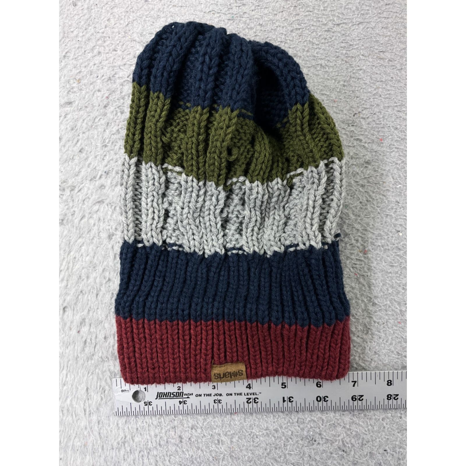 Vintage Solaris Beanie Adult One Size Gray Stripe Twisted Cable Knit Acrylic Ski Pom Beanie Women Holiday Accessories Size ONE SIZE - 5 Thumbnail