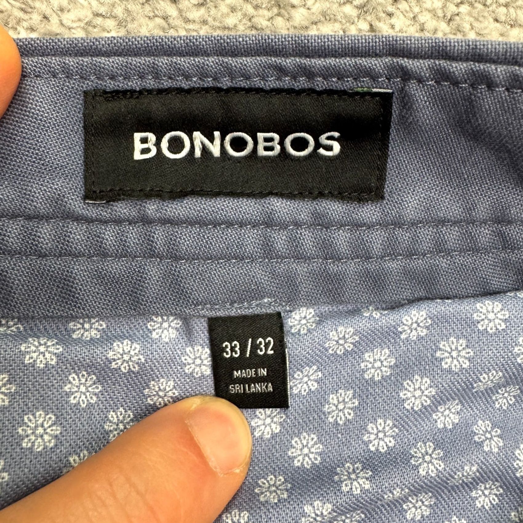 Bonobos Bonobos Slim Fit Chino Pants Mens 33x32 Blue Cotton Canvas Straight Leg Casual Workwear 34 inch Waist 32 inseam Size US 33 - 3 Thumbnail