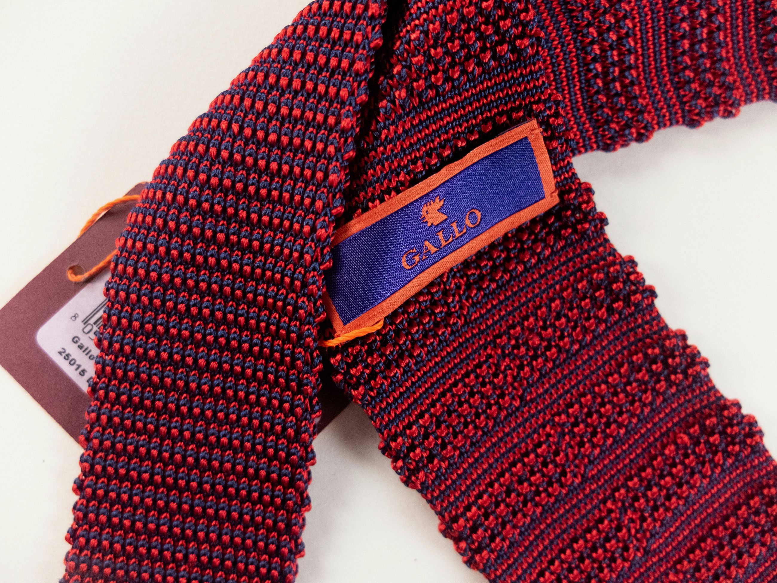 Other GALLO red knit skinny silk tie NWT Made in Italy Size ONE SIZE - 4 Thumbnail
