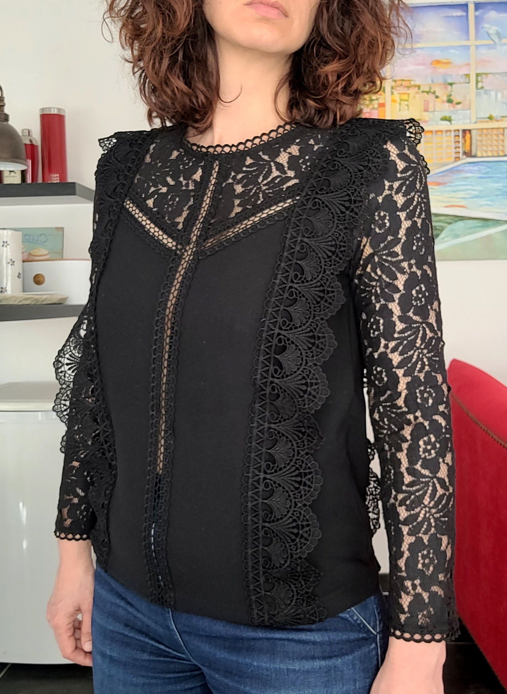 Other Blouse dentelle chic rétro vintage fêtes 34 Size XS / US 0-2 / IT 36-38 - 3 Thumbnail