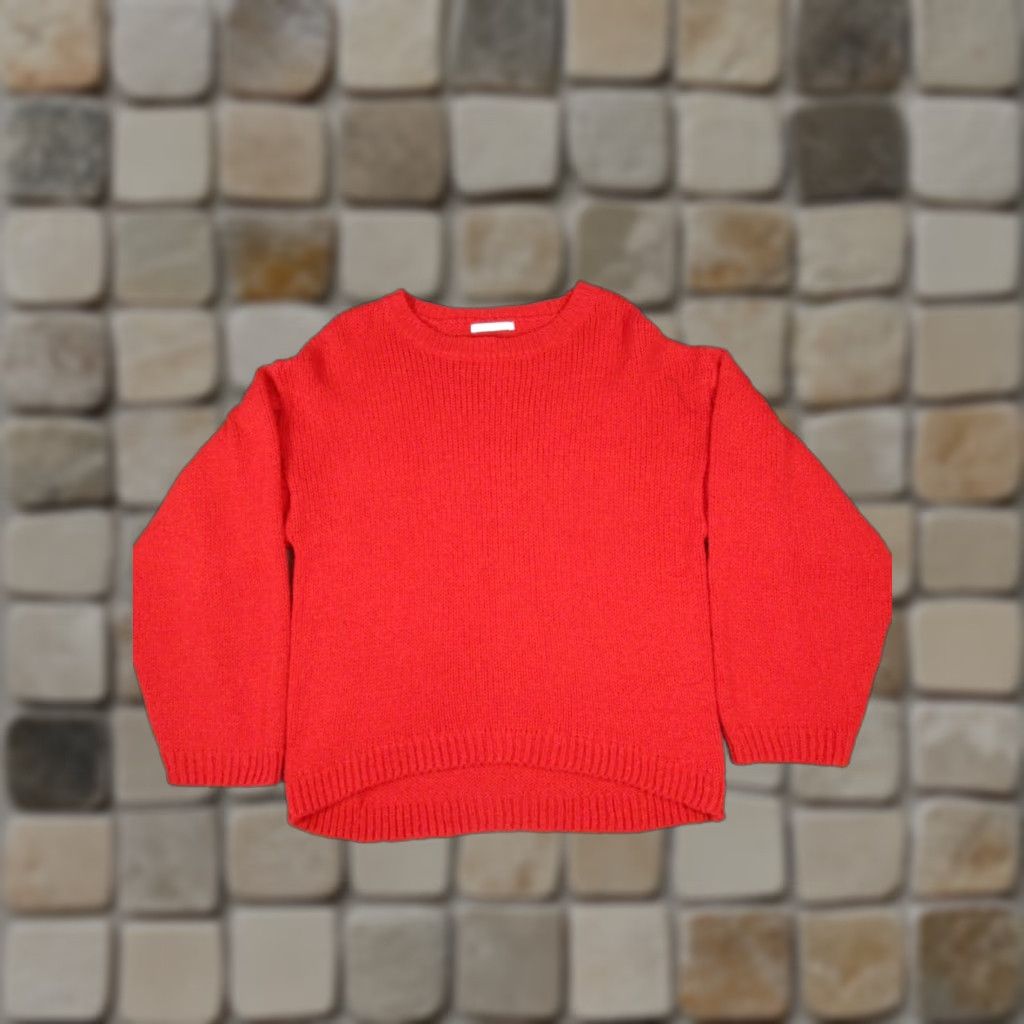 Zara ZARA Sweater Womens 12 Red Knit Pullover Round Neck Long Sleeve Knit Casual Pullover Women's 90s? (No, avoid mislead). Size XL / US 12-14 / IT 48-50 - 1 Thumbnail