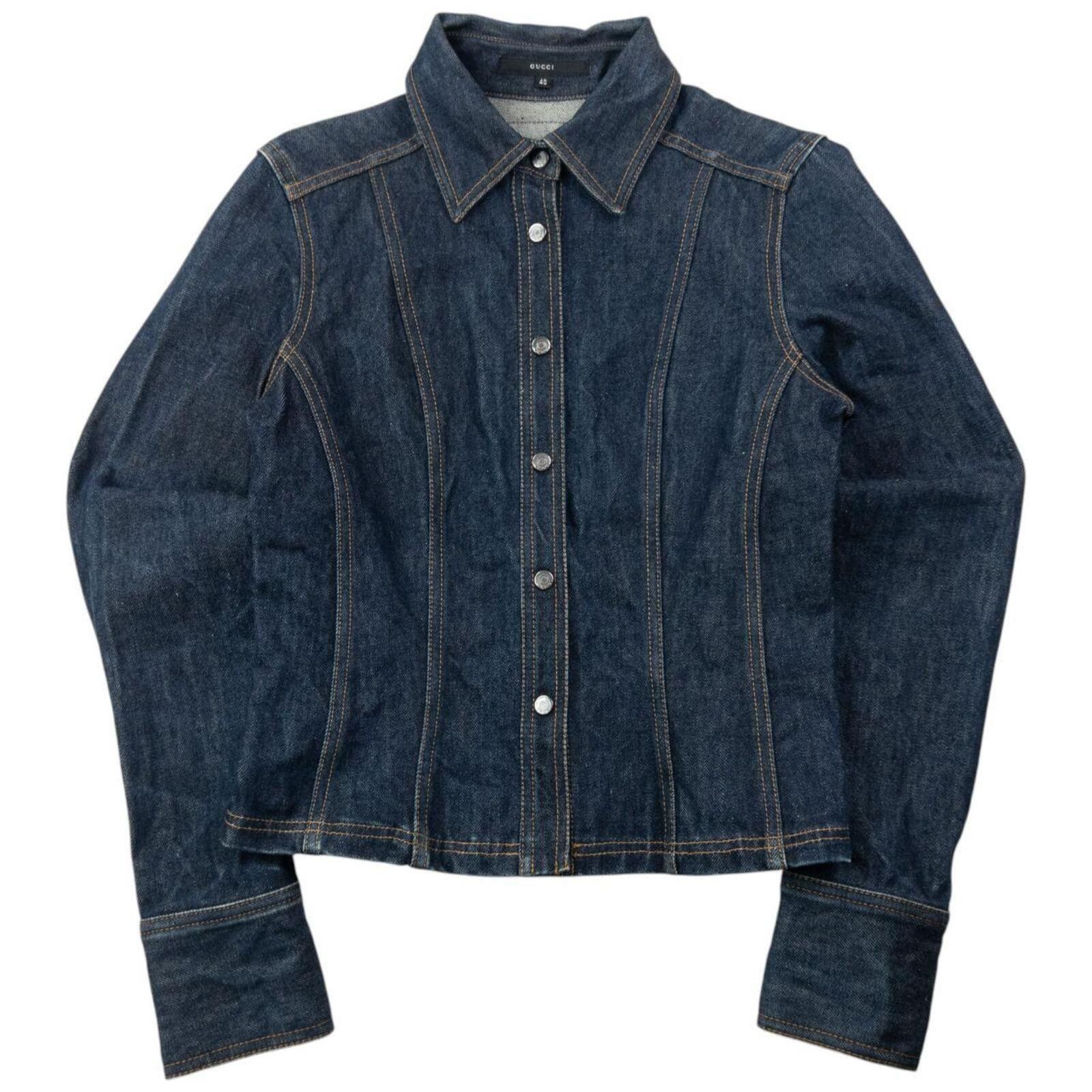 Gucci Vintage 90s Gucci By Tom Ford Cropped Denim Jacket Womens M Size M / US 6-8 / IT 42-44 - 1 Thumbnail