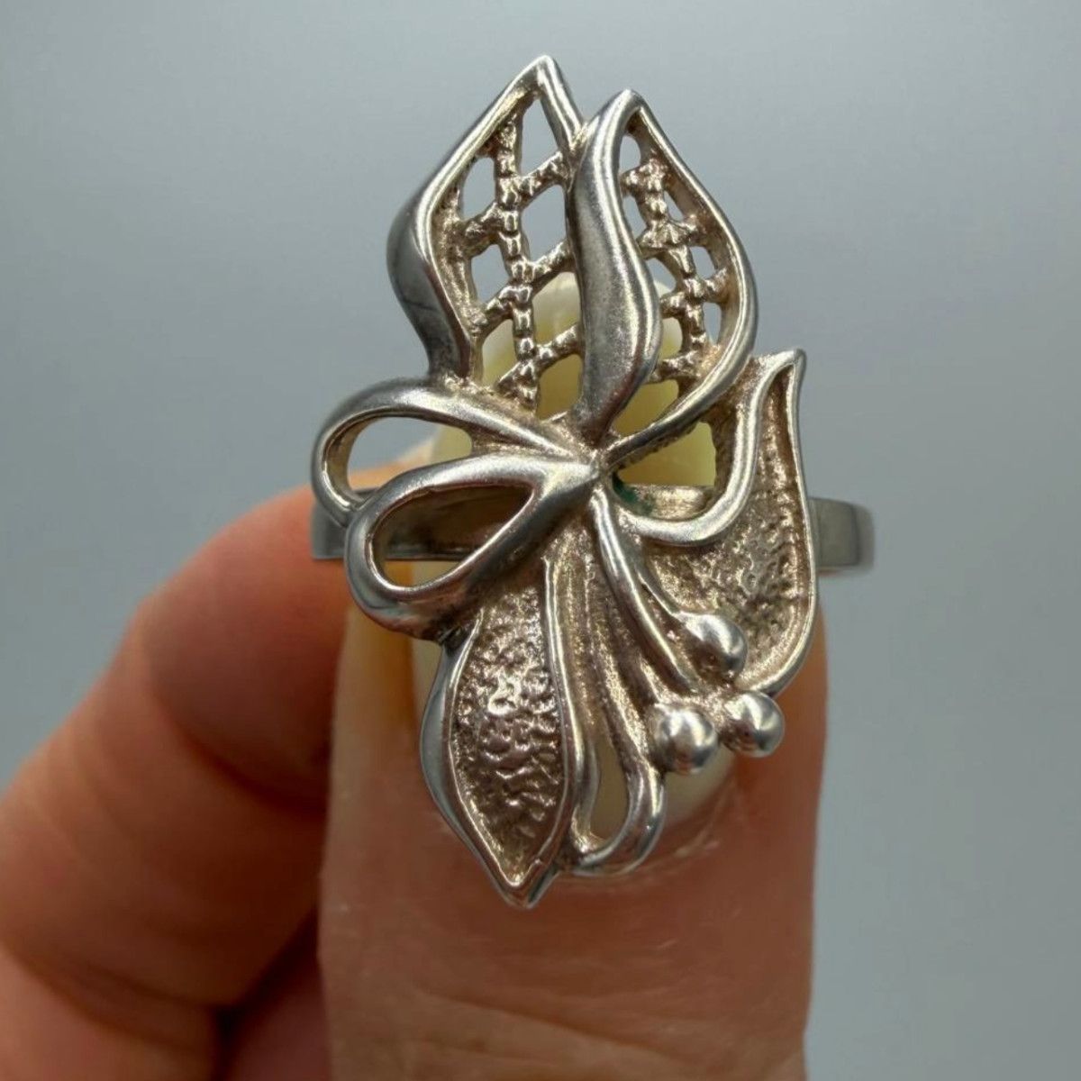 Sterling Silver Vintage USSR 925 Sterling Silver Filigree Ring Size 7.25 US Size ONE SIZE - 1 Thumbnail
