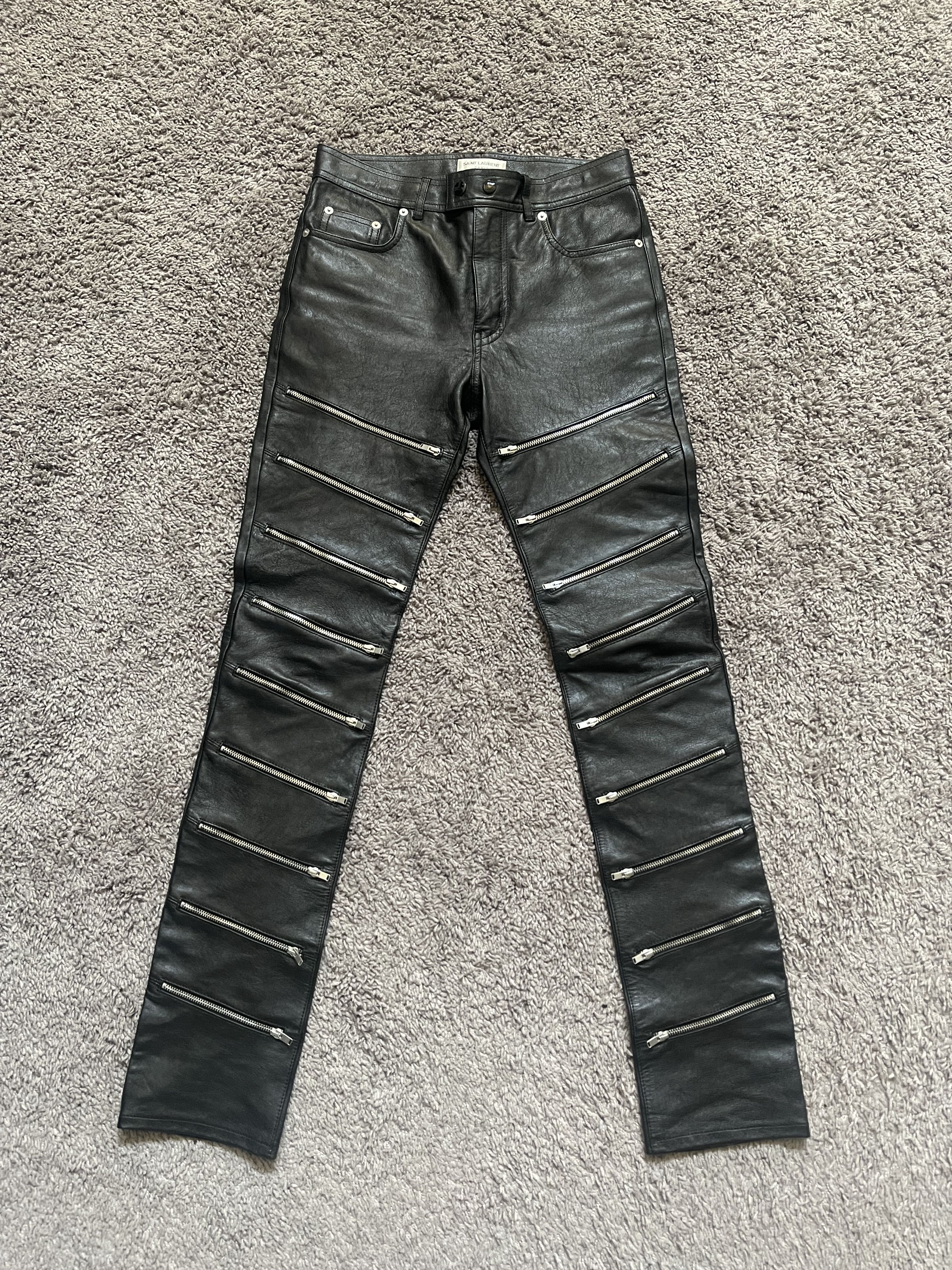 Hedi Slimane Saint Laurent Paris 15AW Multi Zip Leather Pants Size US 28 / EU 44 - 1 Thumbnail