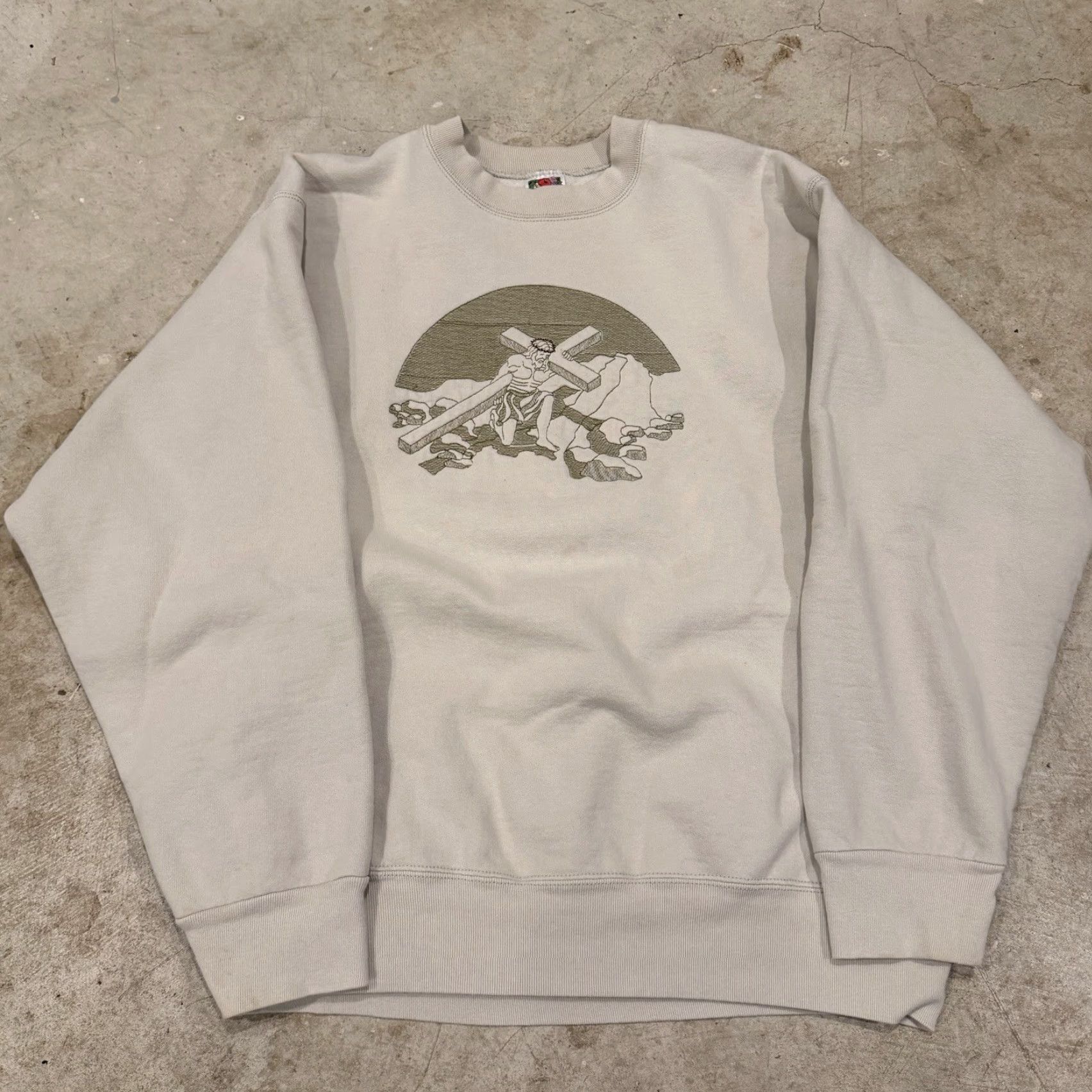 Vintage VINTAGE Jesus Sweatshirt Crewneck Beige Mens Large USA Made 90s Pullover Sweatshirt L Men Size US L / EU 52-54 / 3 - 2 Thumbnail