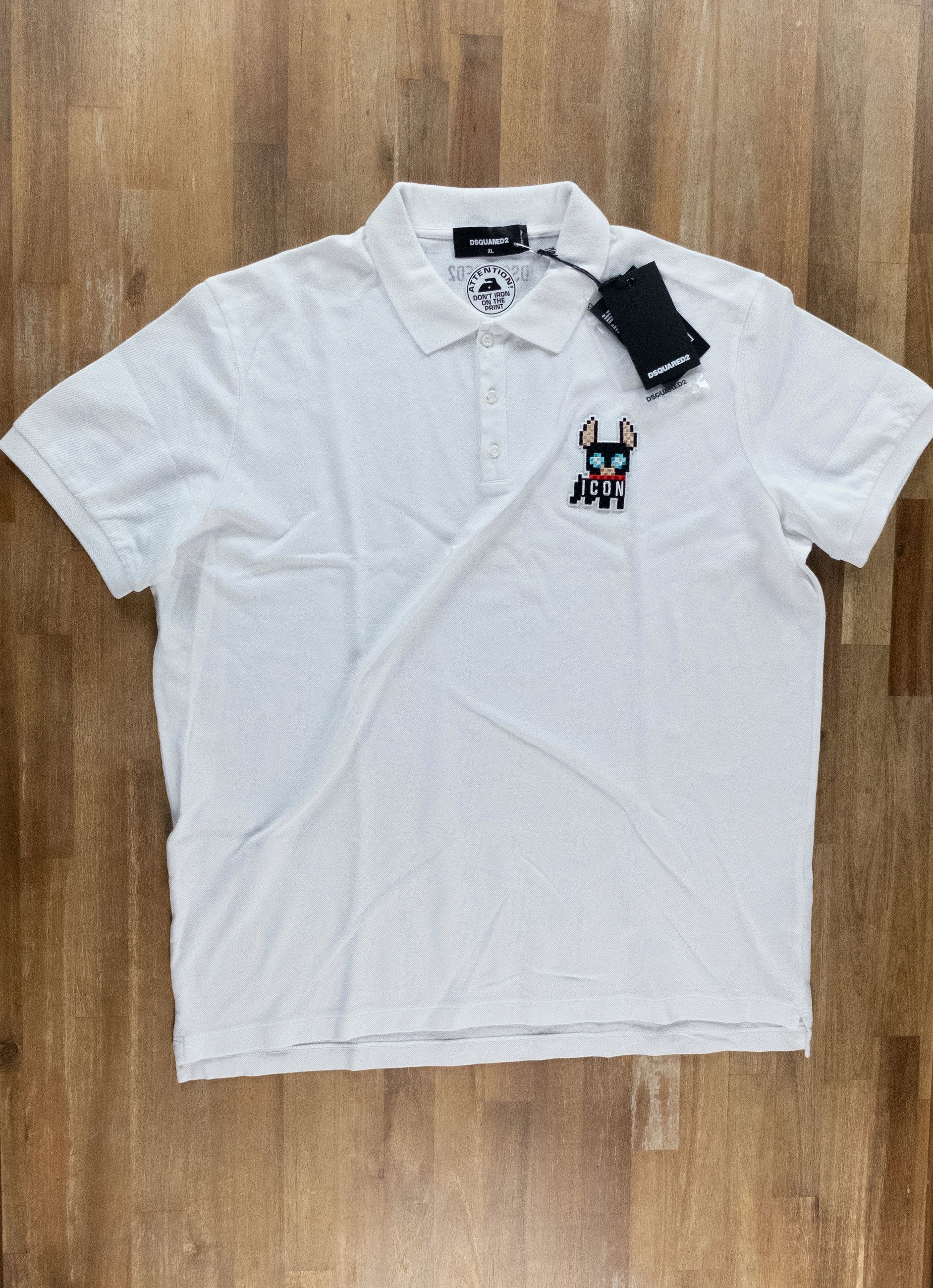 Dsquared2 DSQUARED2 white regular fit Icon logo patch polo shirt XL Size US XL / EU 56 / 4 - 1 Thumbnail