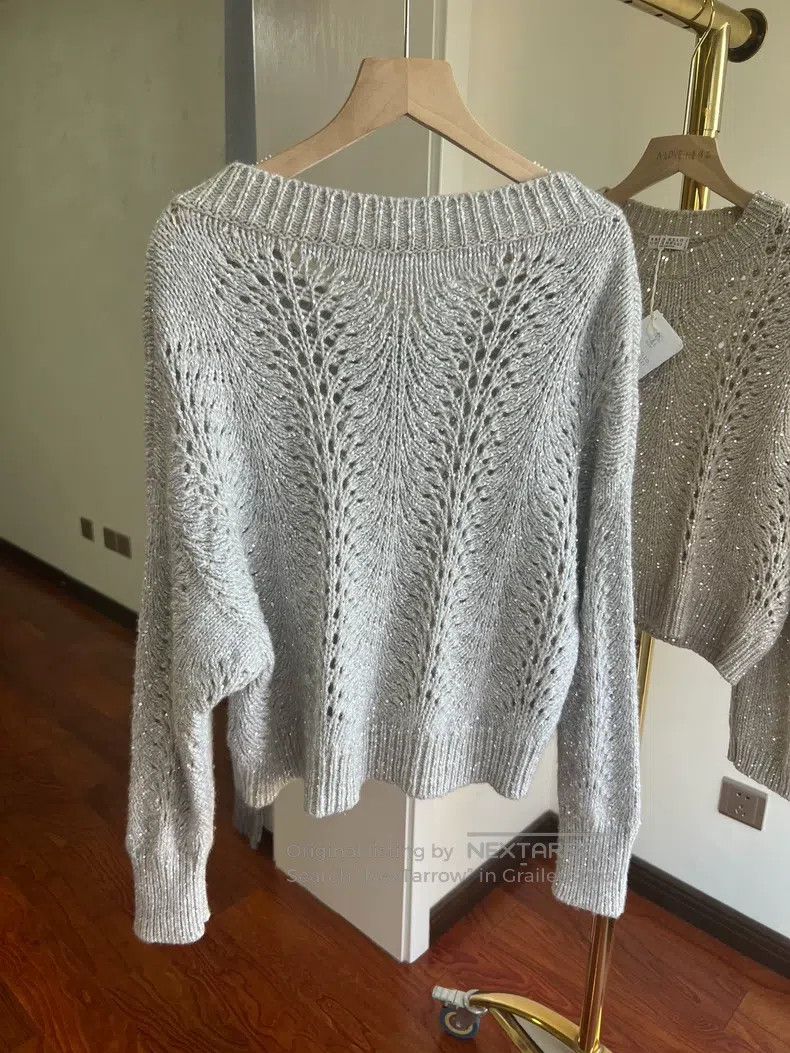 Brunello Cucinelli Brunello Cucinelli Iris Cashmere Glitter Sweater Size XS / US 0-2 / IT 36-38 - 3 Thumbnail
