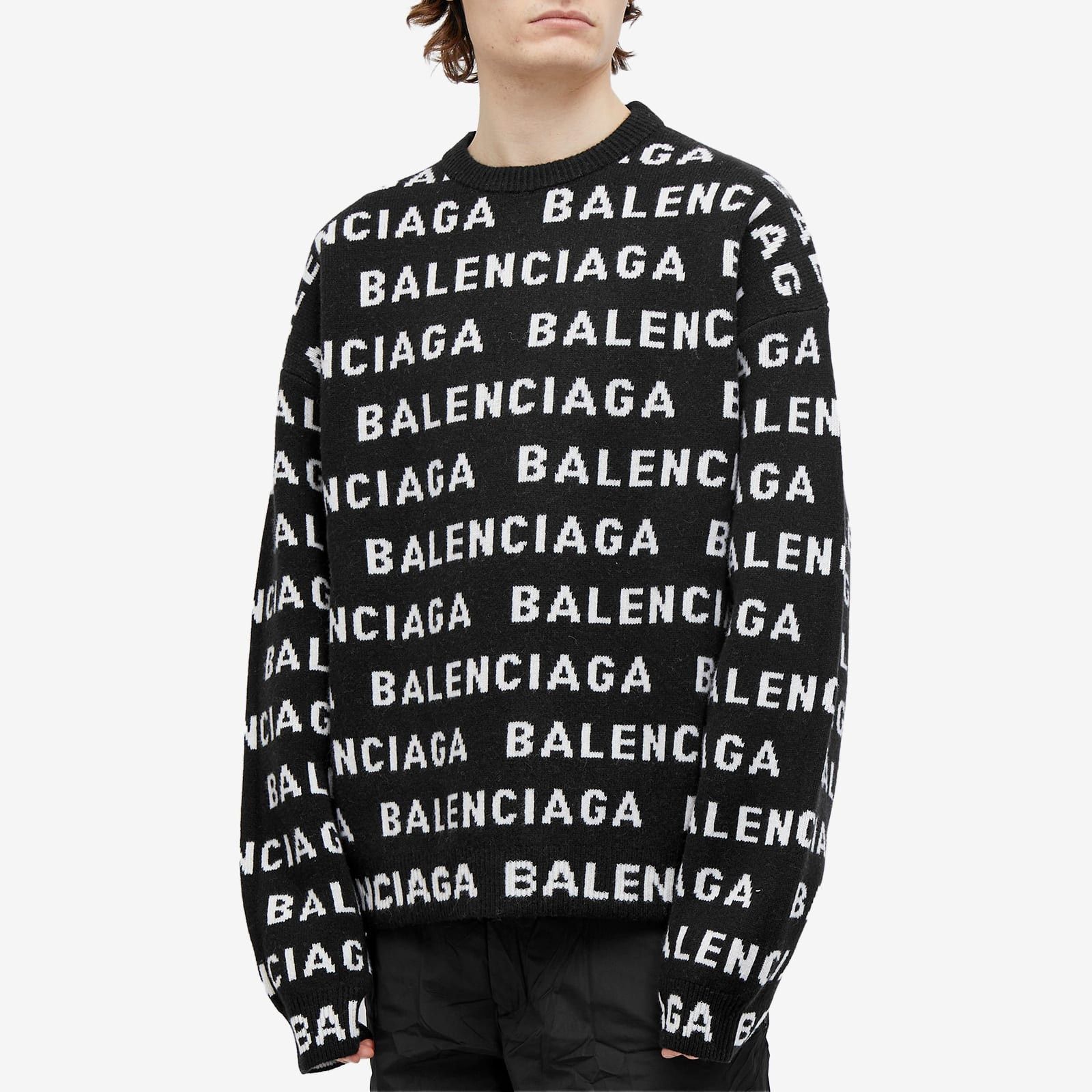 Balenciaga o1bcso1str0226 Bal Horizontal Allover Sweater In Black/White Size US M / EU 48-50 / 2 - 2 Thumbnail