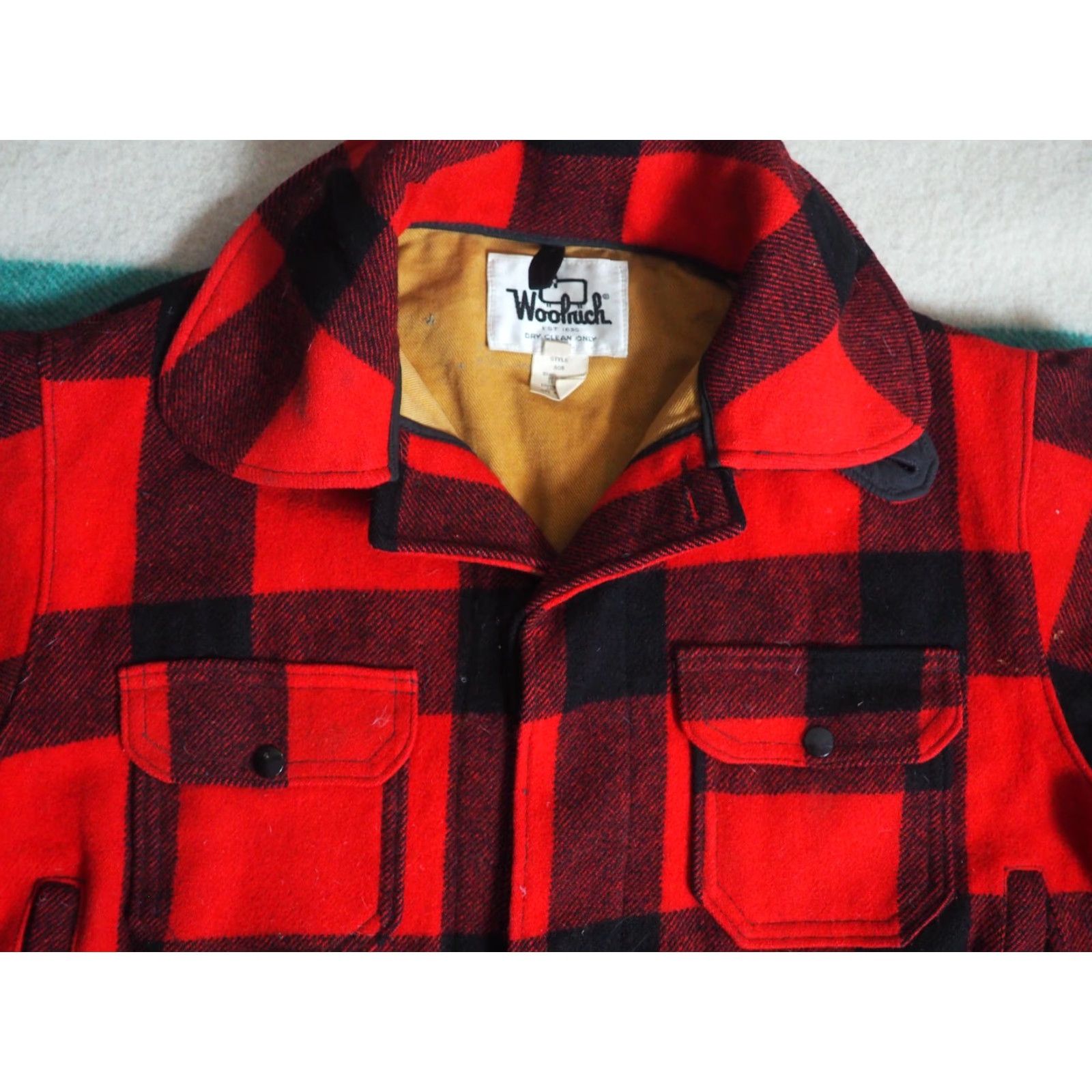 Vintage VTG Woolrich Red Black Buffalo Plaid Wool Lodge Button Mackinaw Jacket XL 70s Size US XL / EU 56 / 4 - 2 Thumbnail