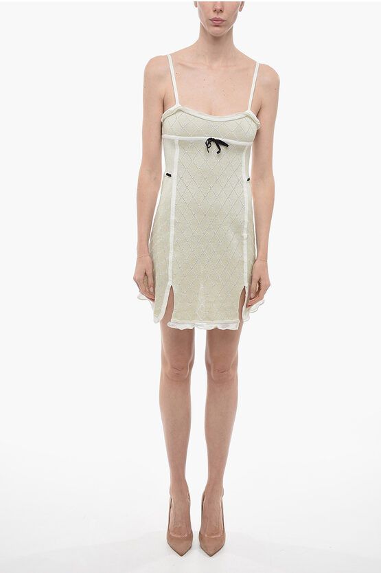 image of Cormio Argyle Lurex Mini Dress With Ruffle Hem in Green, Women's (Size Small)