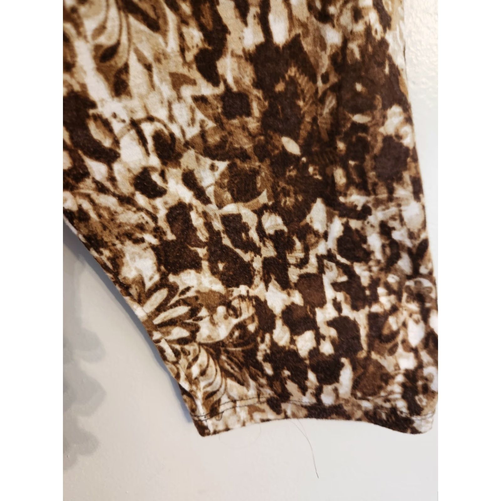 Vintage White Stag Brown Floral Braided Trim Casual Top Shirt 2X Plus Size Women's Blouse Size XXL / US 16-18 / IT 52-54 - 4 Thumbnail