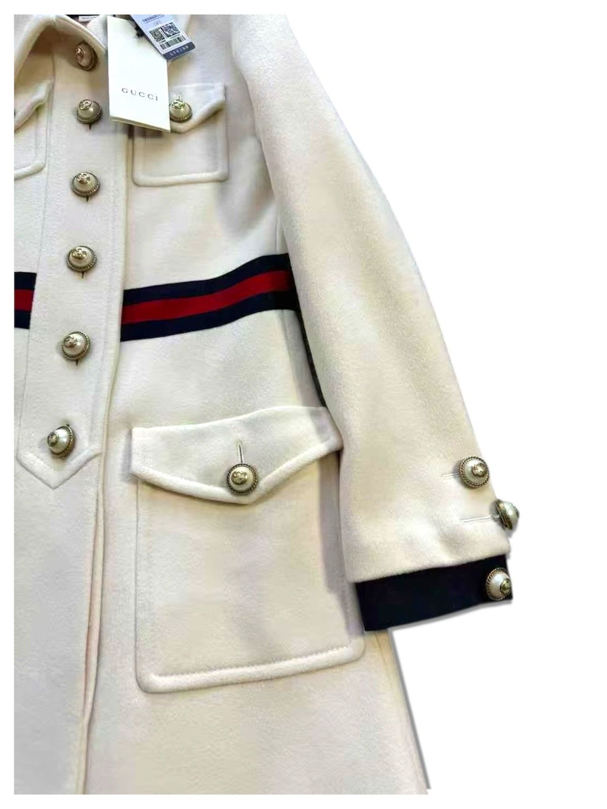 Gucci Gucci 36 GG Button White Wool Coat Jacket Size XS / US 0-2 / IT 36-38 - 4 Thumbnail