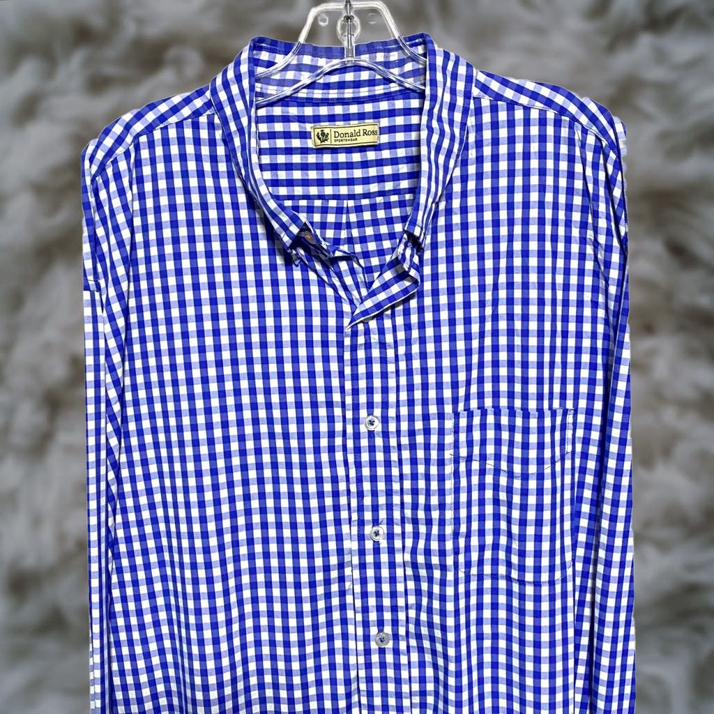 Vintage Donald Ross Button Shirt Mens XXL Blue White Gingham Golf Office Work Shirt Size US XXL / EU 58 / 5 - 1 Thumbnail