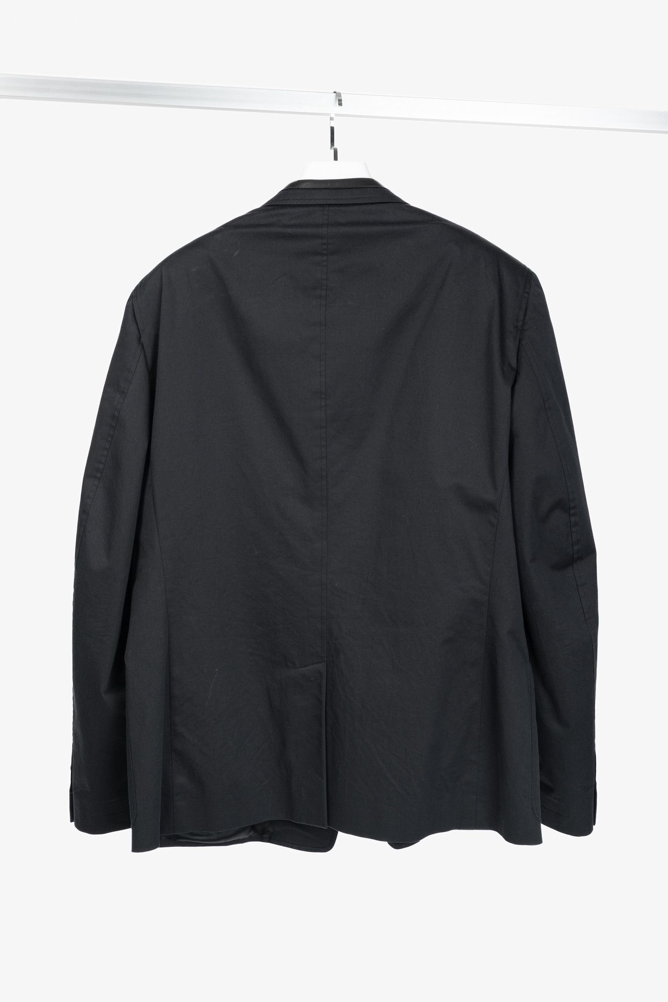 Versace Versace Black Stretch-Cotton Leather-Trim Blazer Size 48R - 2 Thumbnail