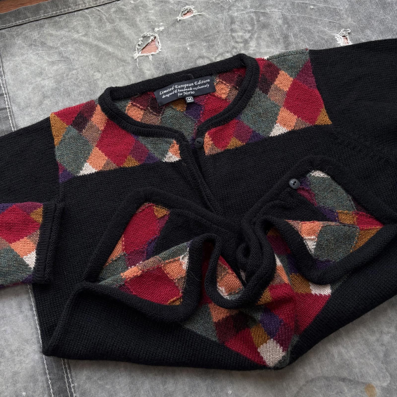 Vintage Vintage 90s Y2K Hand Knit Alpaca Argyle Sweater Cardigan Size M / US 6-8 / IT 42-44 - 5 Thumbnail