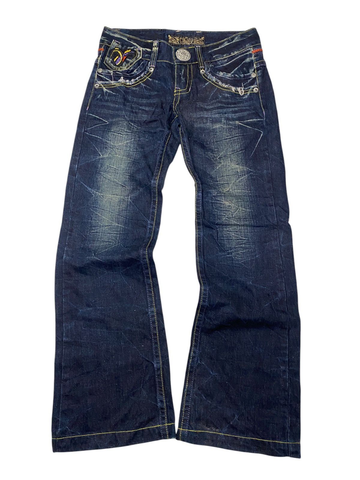 If Six Was Nine 2000's Riobera Seawash Patchwork Flared Jeans Size US 28 / EU 44 - 1 Thumbnail