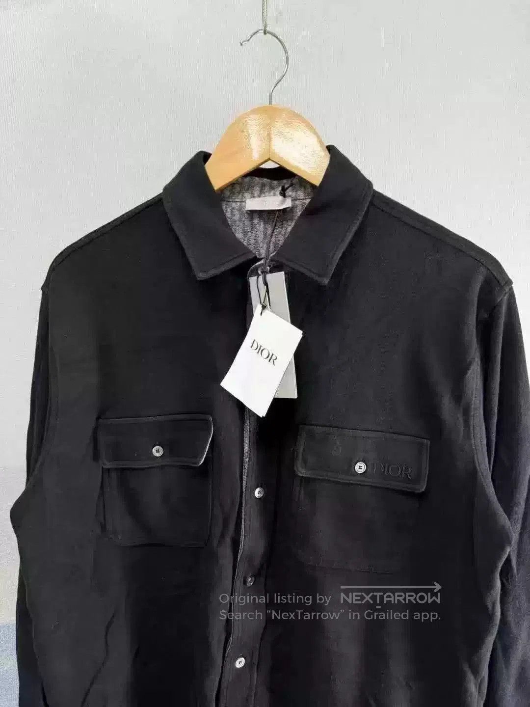 Dior black embroidered wool shirt with pockets. Size US M / EU 48-50 / 2 - 2 Thumbnail
