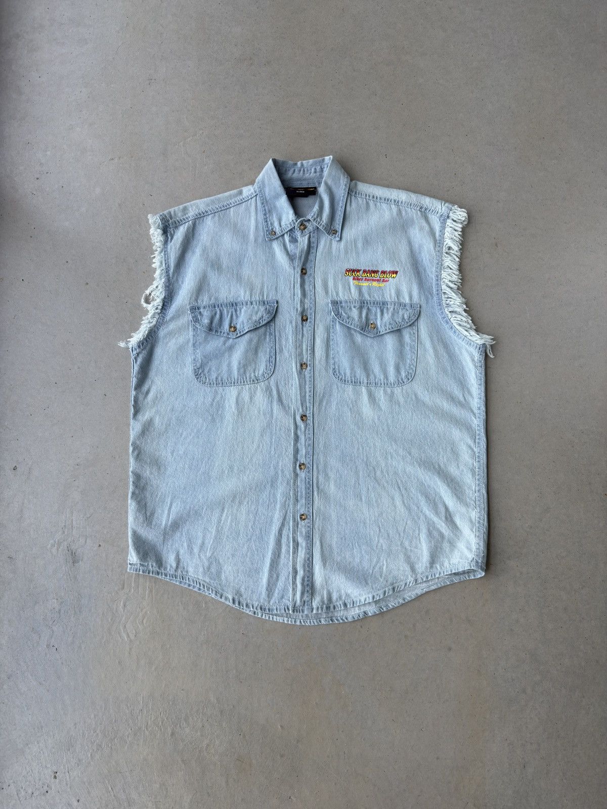 Vintage Vintage Y2K Suck Bang Blow Denim Biker Button up Cutoff Size US XL / EU 56 / 4 - 2 Thumbnail