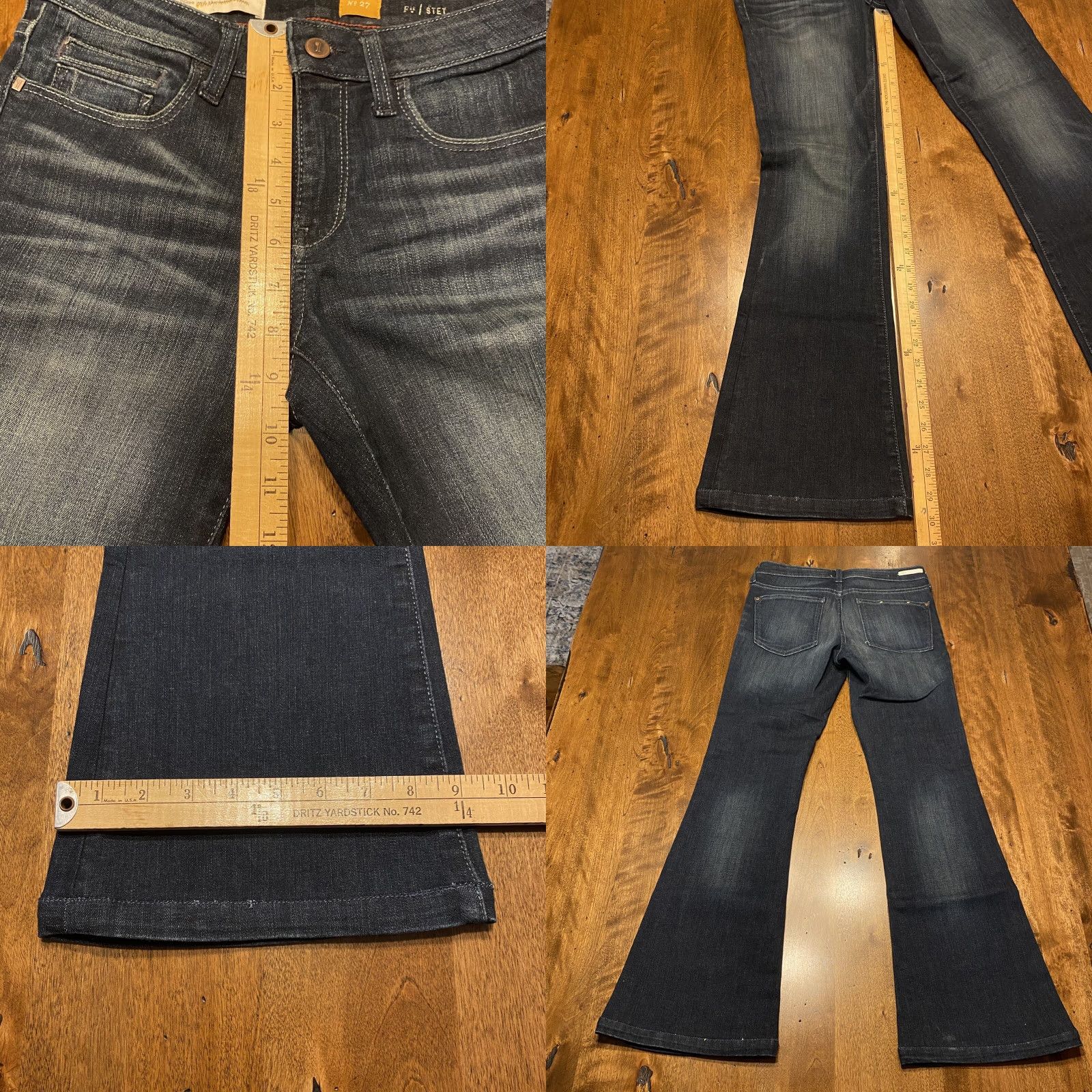 Vintage VINTAGE Pilcro & The Letterpress Jeans No. 27 Stet Flare Boot Cut Women 28x30 Dark Blue Size 28" / US 6 / IT 42 - 8 Thumbnail