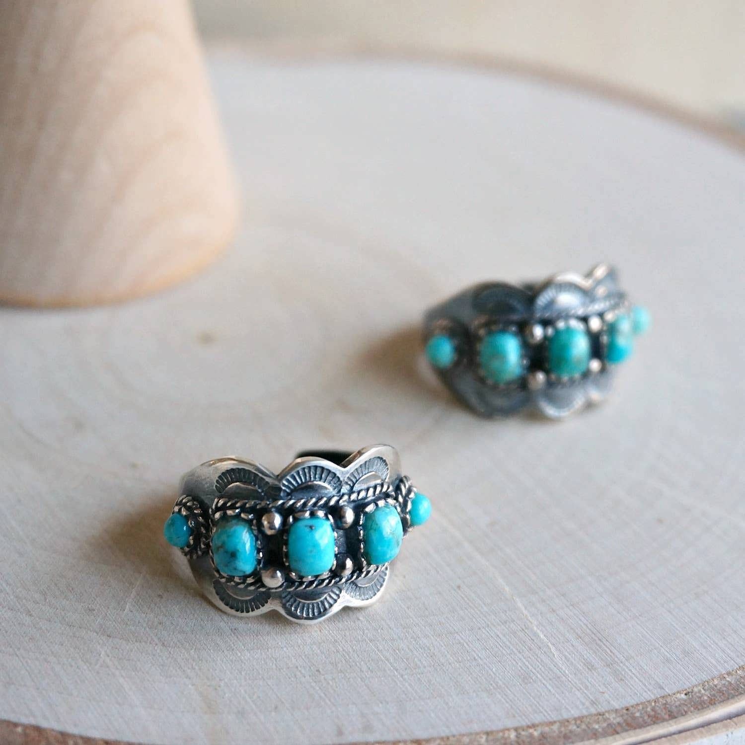 Other Native American Artisan Cuff Ring in Sterling Silver & Turqu Size ONE SIZE - 4 Thumbnail