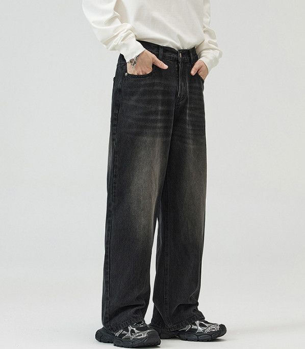 Vintage Men's street loose straight vintage washed distressed jeans Size US 32 / EU 48 - 2 Thumbnail