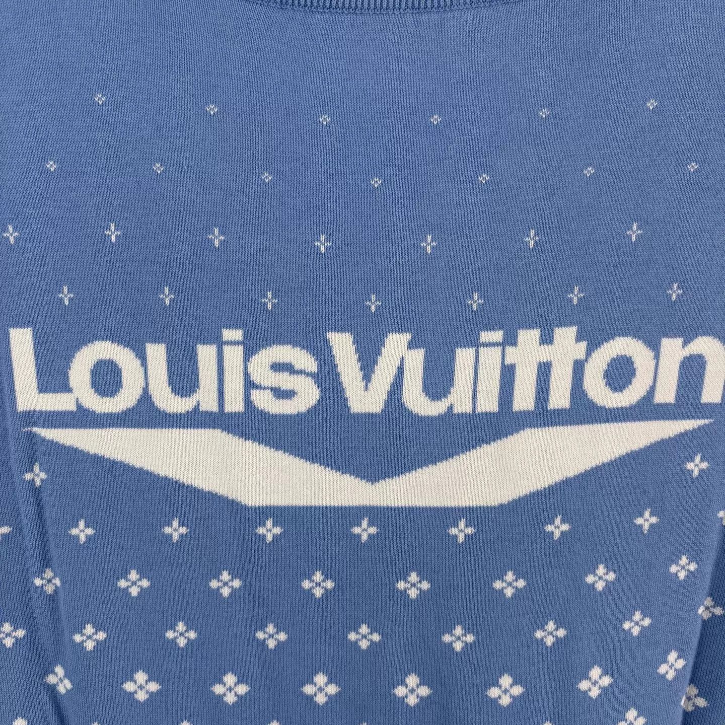 Louis Vuitton LV Blue Logo Knit Sweater M/L New With Tags 100% Cotton 7880 Size US L / EU 52-54 / 3 - 3 Thumbnail