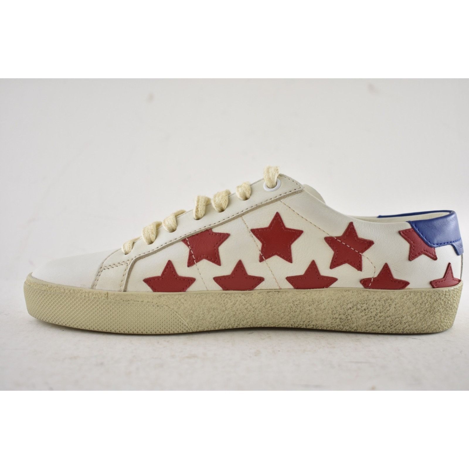 Yves Saint Laurent Court Classic SL Red Star Distressed Flat Low Top Sneaker Size US 6 / IT 36 - 12 Thumbnail