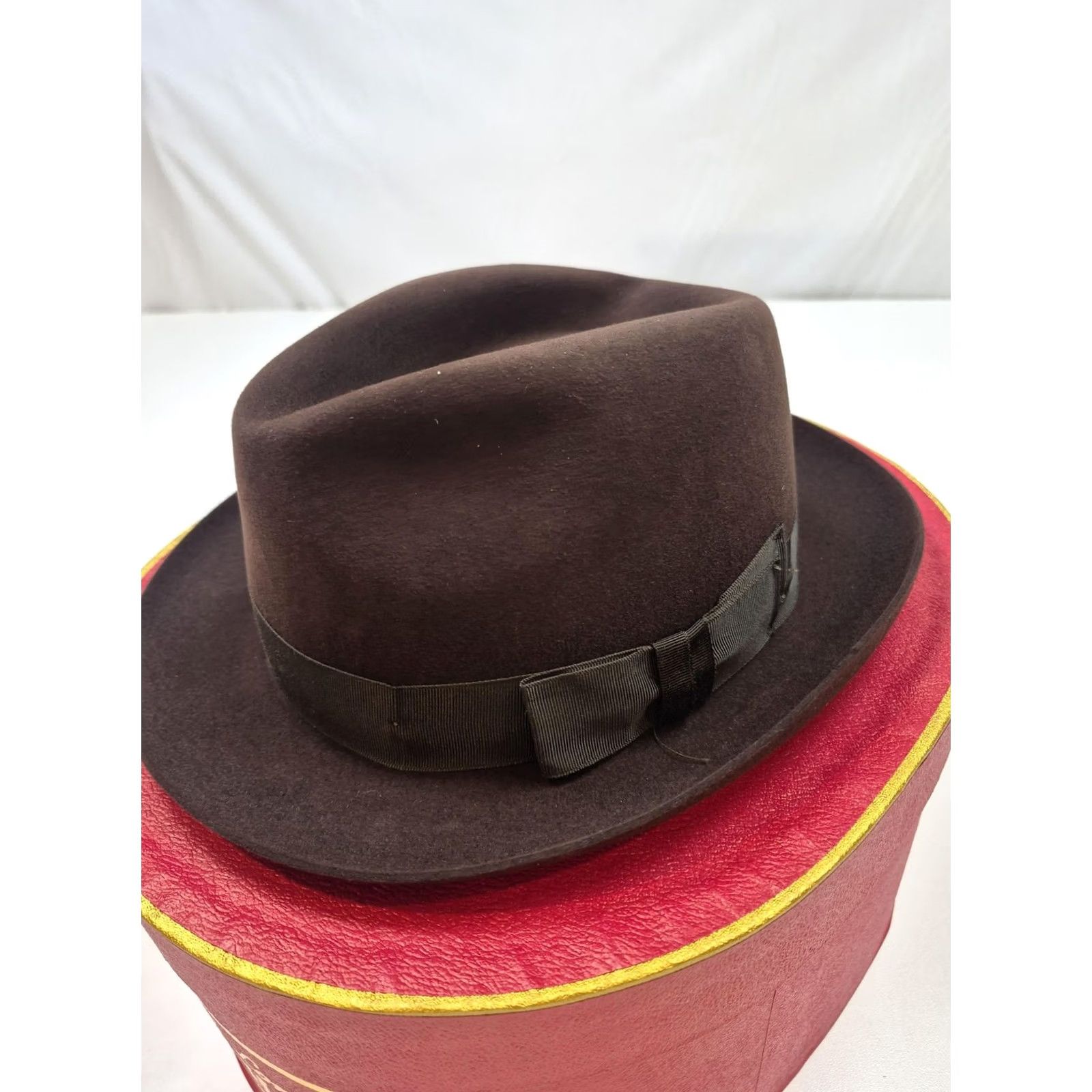 Vintage VINTAGE Christys' London Hat Fedora Mens 7 1/4 Brown Wool Felt Lined England Size ONE SIZE - 2 Thumbnail