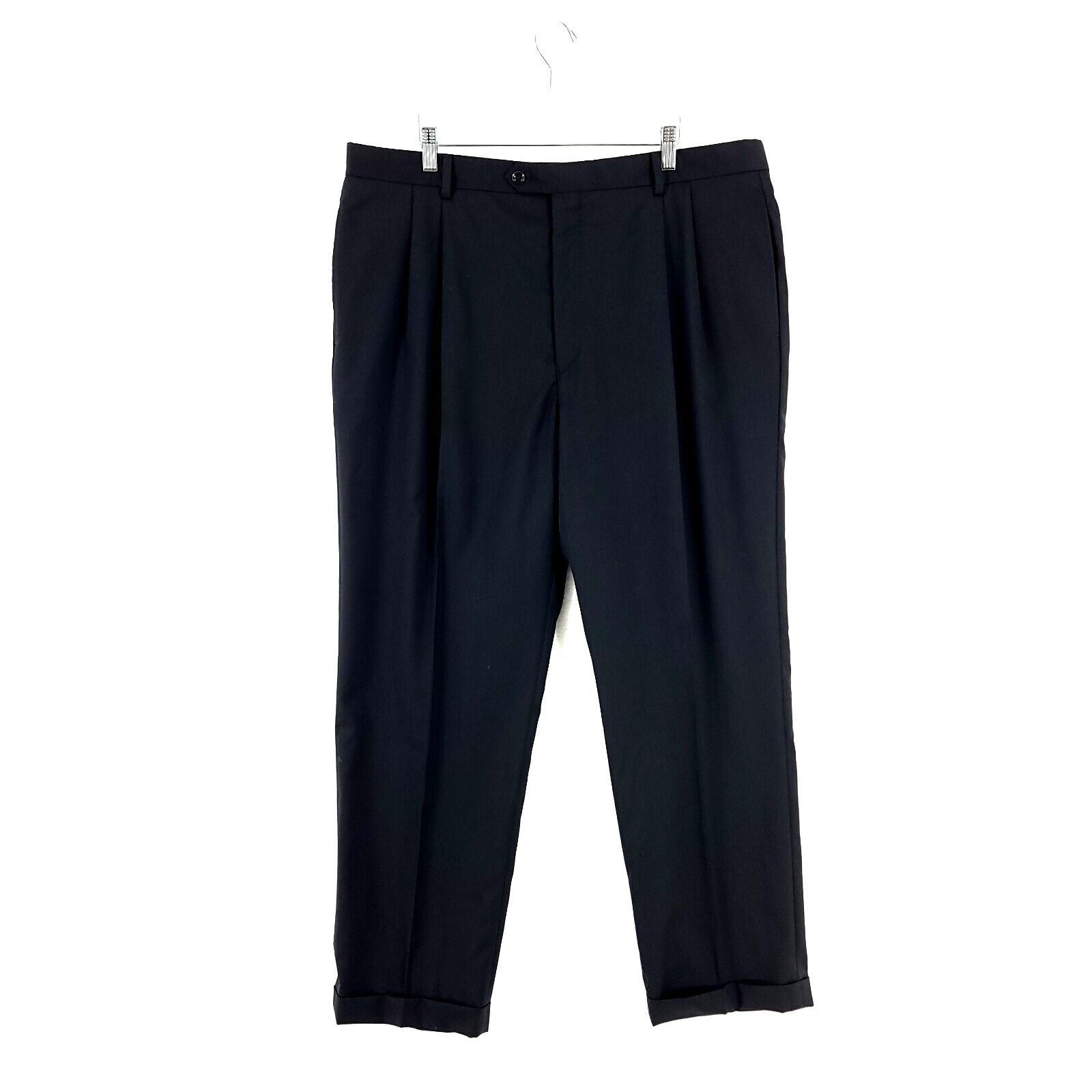 Jos. A. Bank Jos A Bank Traditional Black Wool Pleated Cuffed High Rise D Size 38R - 1 Thumbnail