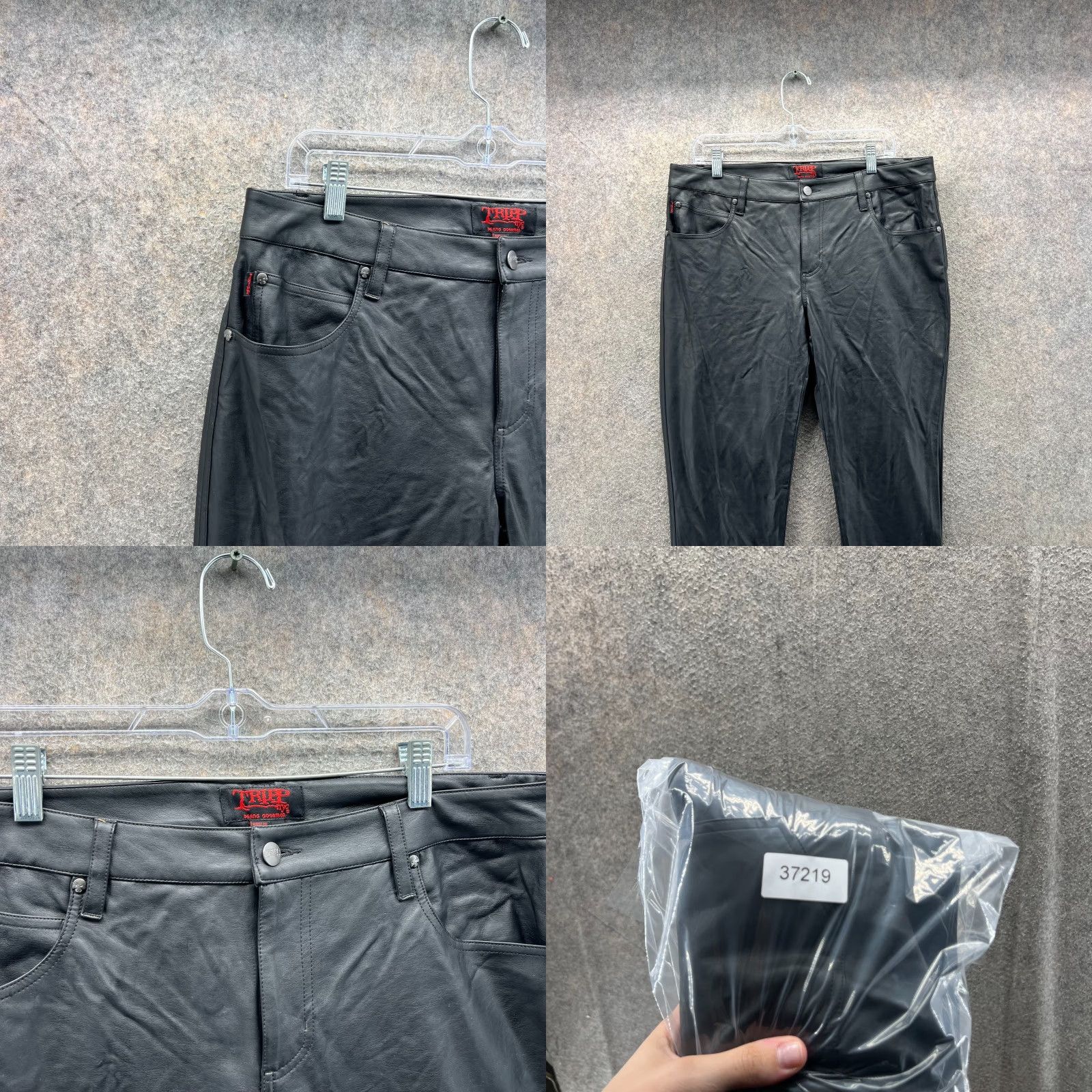 Trippen VINTAGE Tripp NYC Pants Men 34 Black Faux Leather Punk Goth Slim Rock Daang Goodman Y2K Size US 34 / EU 50 - 8 Thumbnail