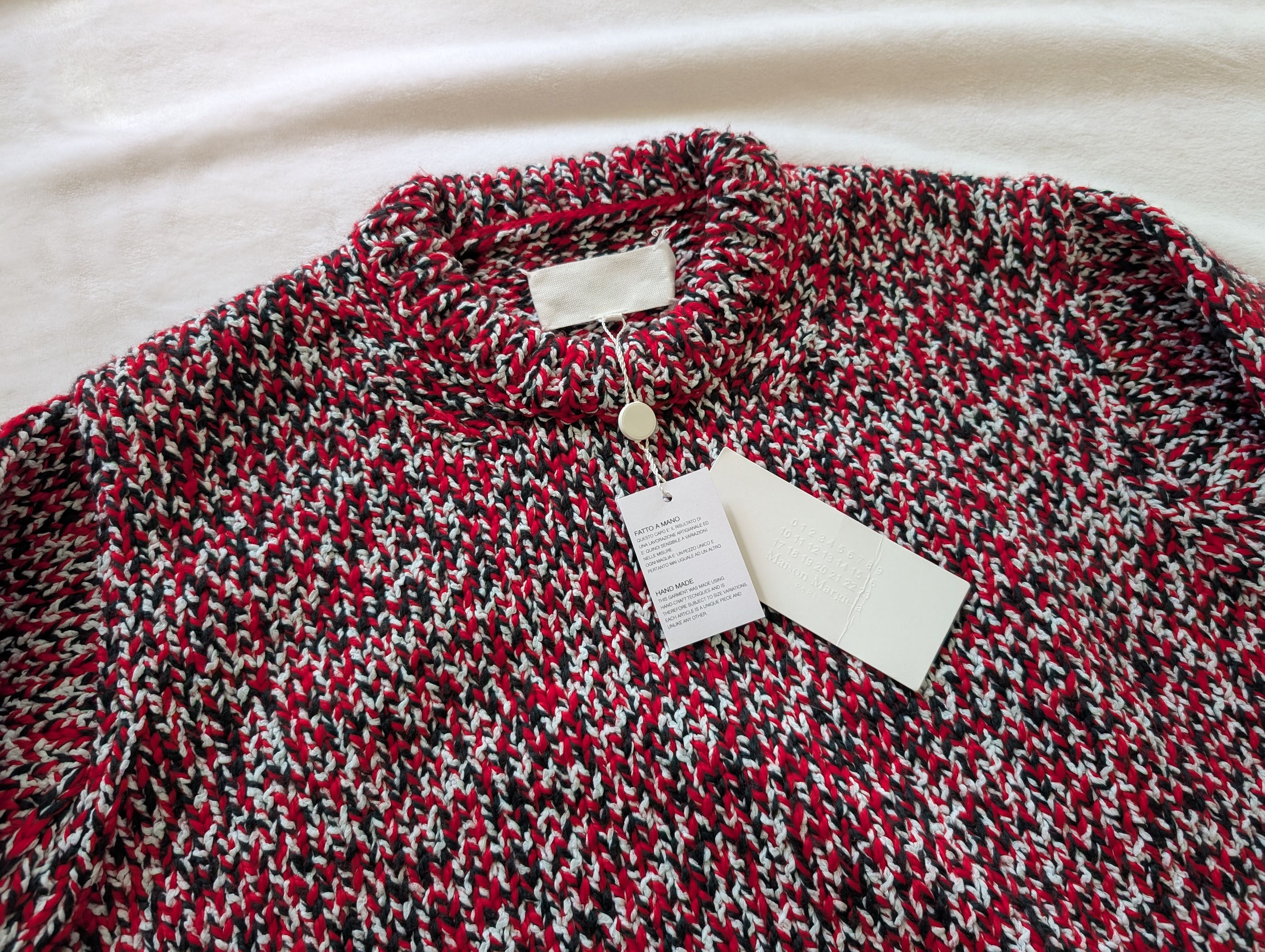 Maison Margiela New! $1680 Artisanal SS22 Wool-blend Hand Knit Red Sweater Size US M / EU 48-50 / 2 - 4 Thumbnail