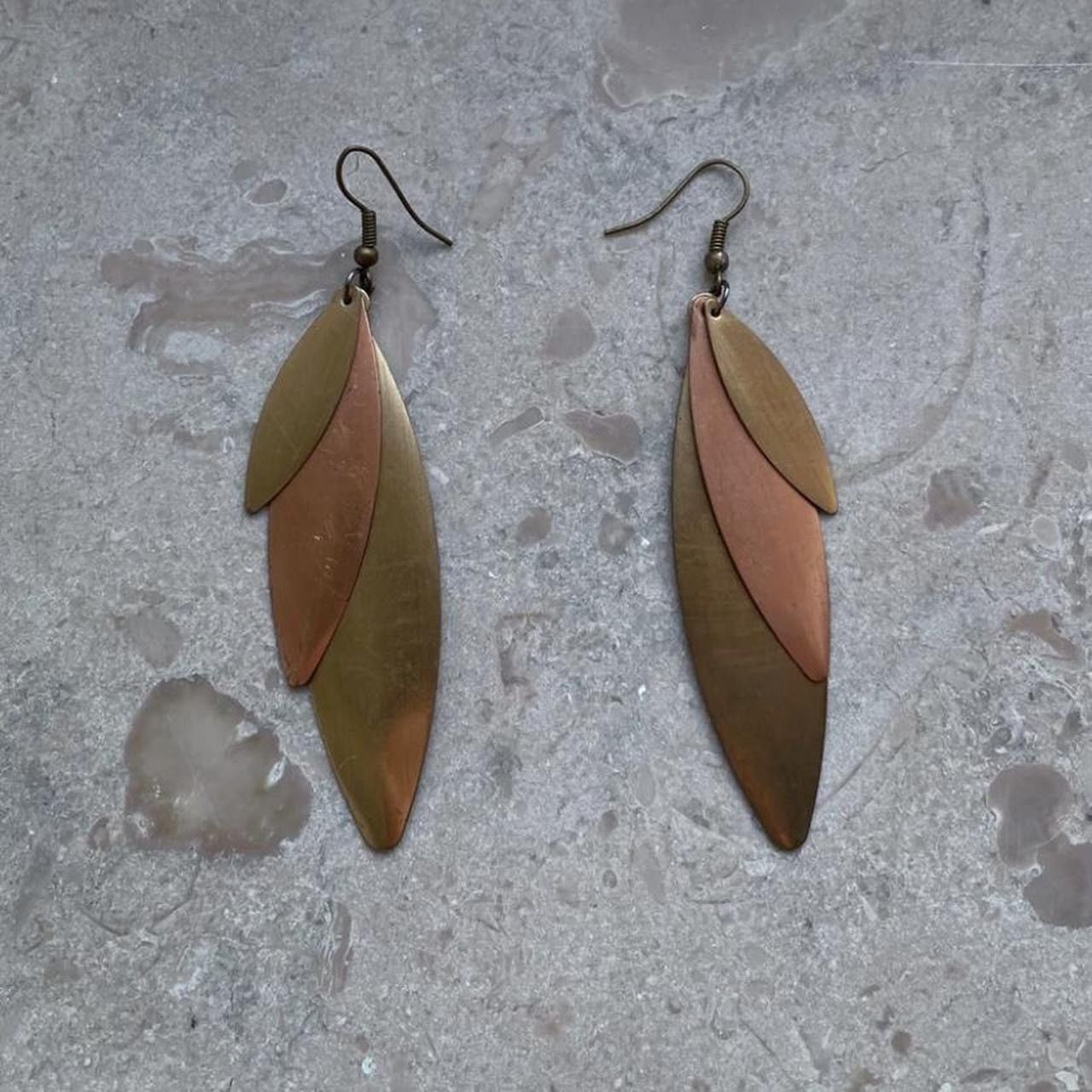 Vintage Vintage Layered Leaf Earrings Size ONE SIZE - 2 Thumbnail