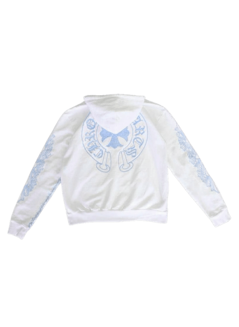Chrome Hearts Chrome Hearts Beaded Horseshoe Logo White Zip Up Hoodie Size US S / EU 44-46 / 1 - 1 Thumbnail