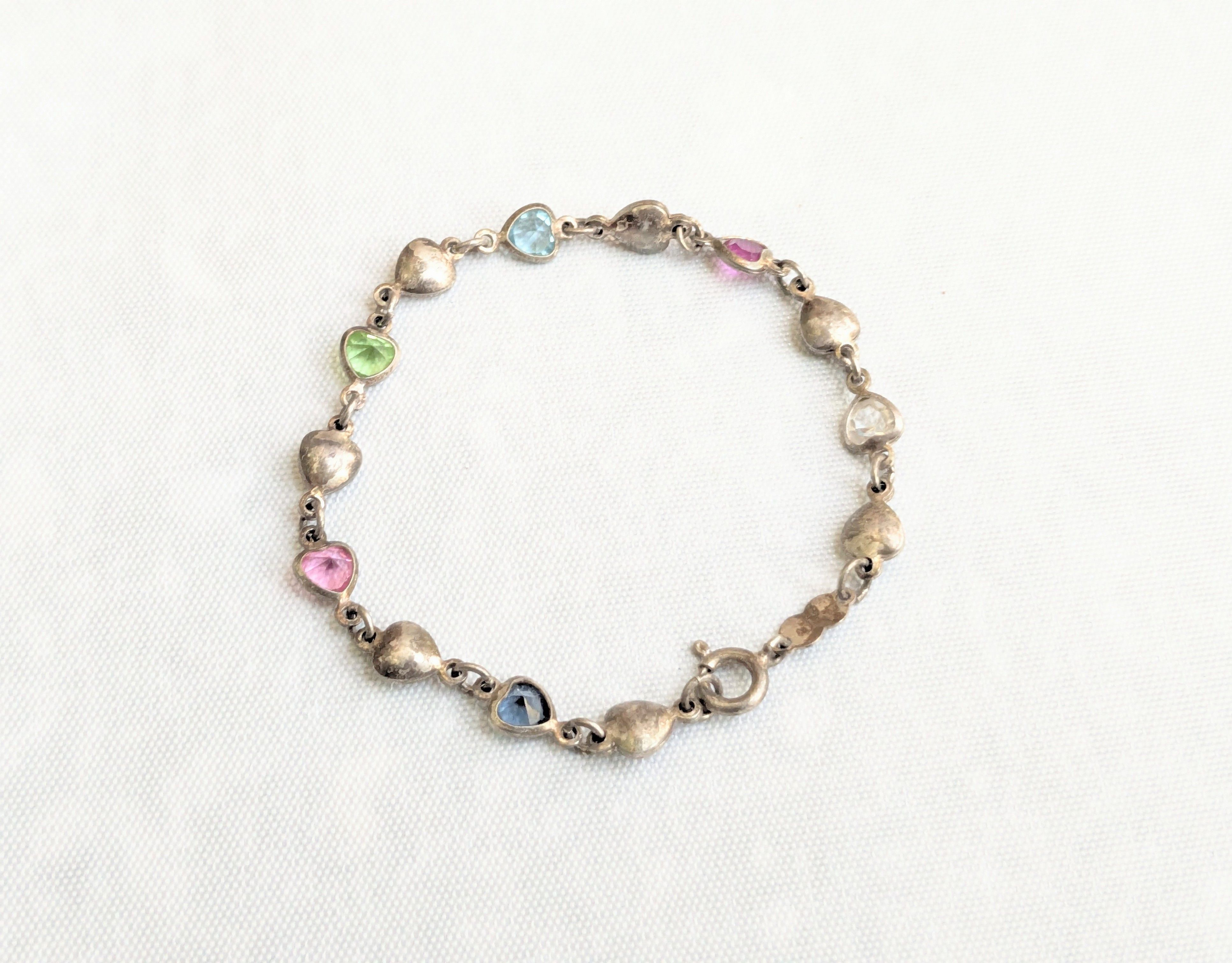 Jewelry Vintage Sterling Silver Tennis Bracelet Hearts 7" Y2K Size ONE SIZE - 1 Thumbnail