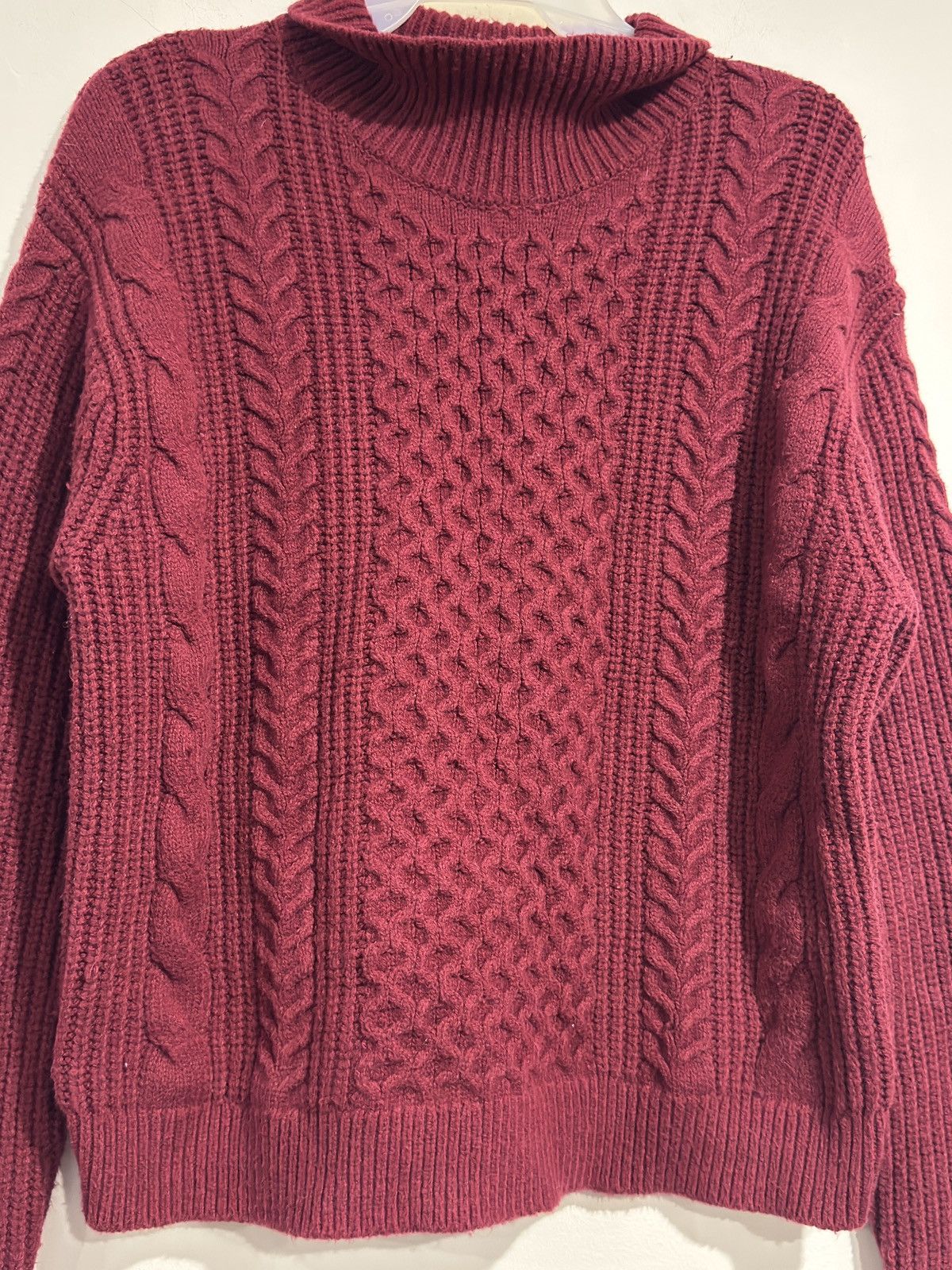 Banana Republic Banana Republic Cable Knit Burgundy Turtleneck sweater SZ S Size S / US 4 / IT 40 - 3 Thumbnail
